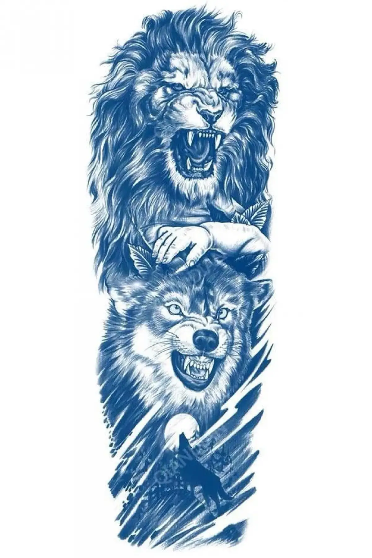 Aslan Figürlü 12 Saat Sonra Kararan Geçici Kol Dövme Tattoo