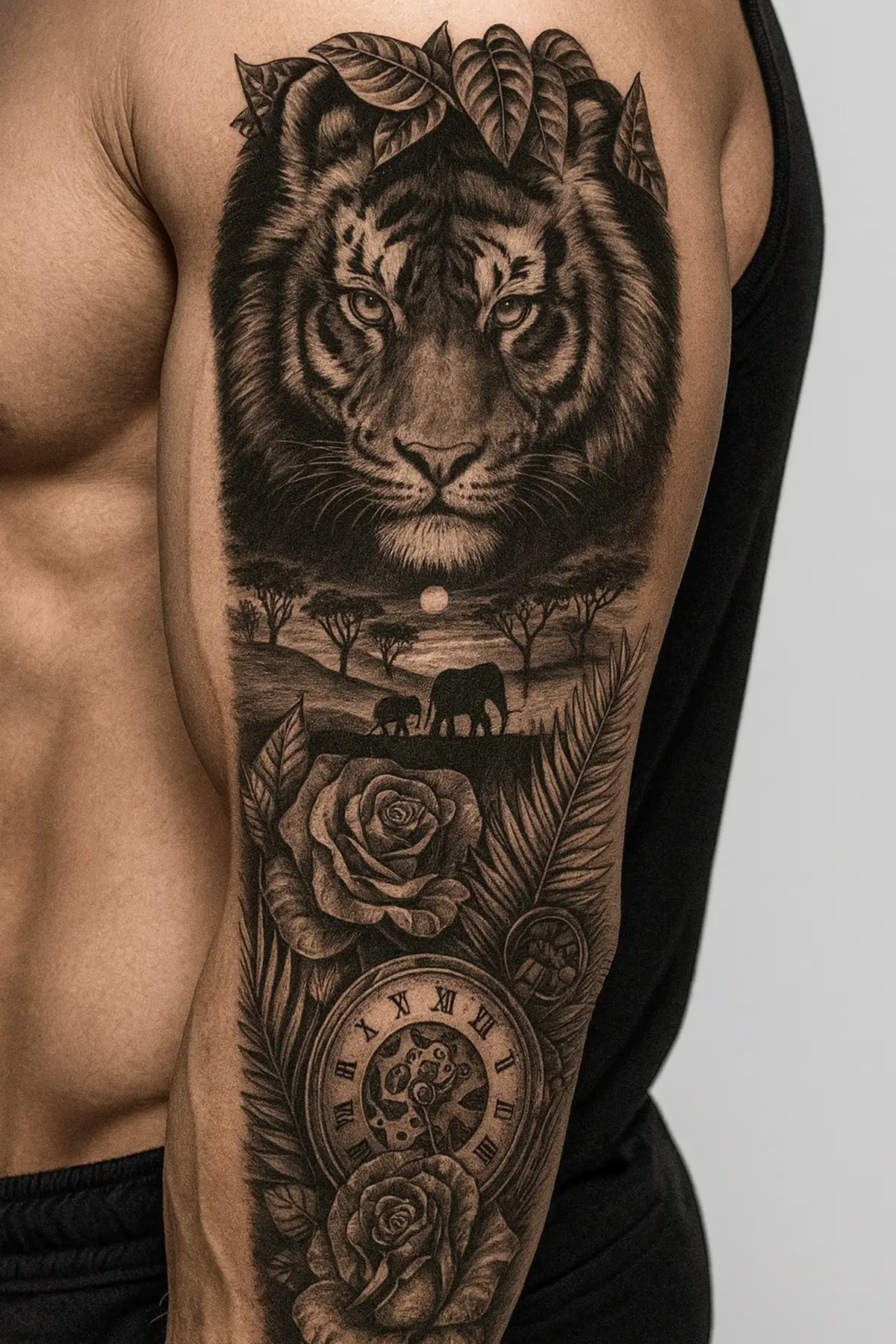 Aslan Figürlü 12 Saat Sonra Kararan Geçici Kol Dövme Tattoo