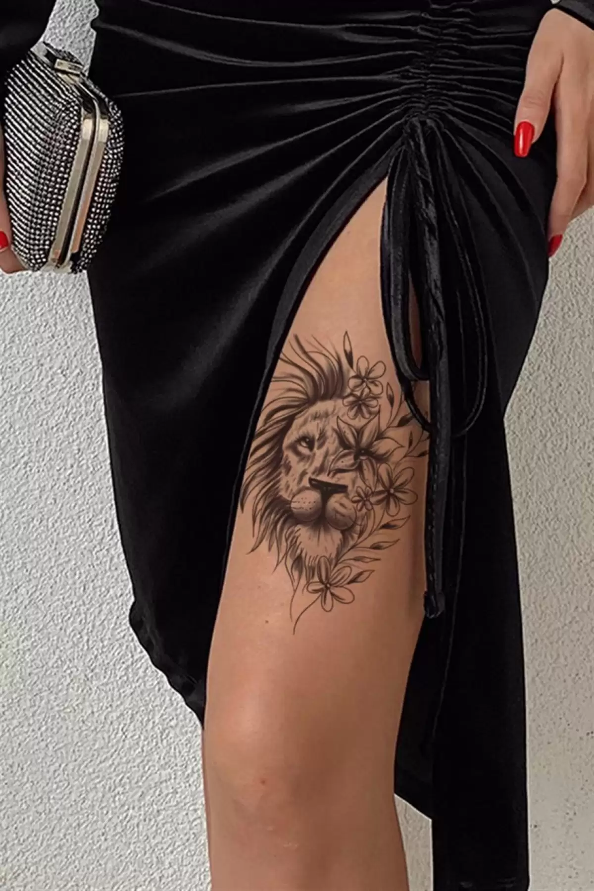 Aslan ve Çiçek Geçici Dövme Tattoo