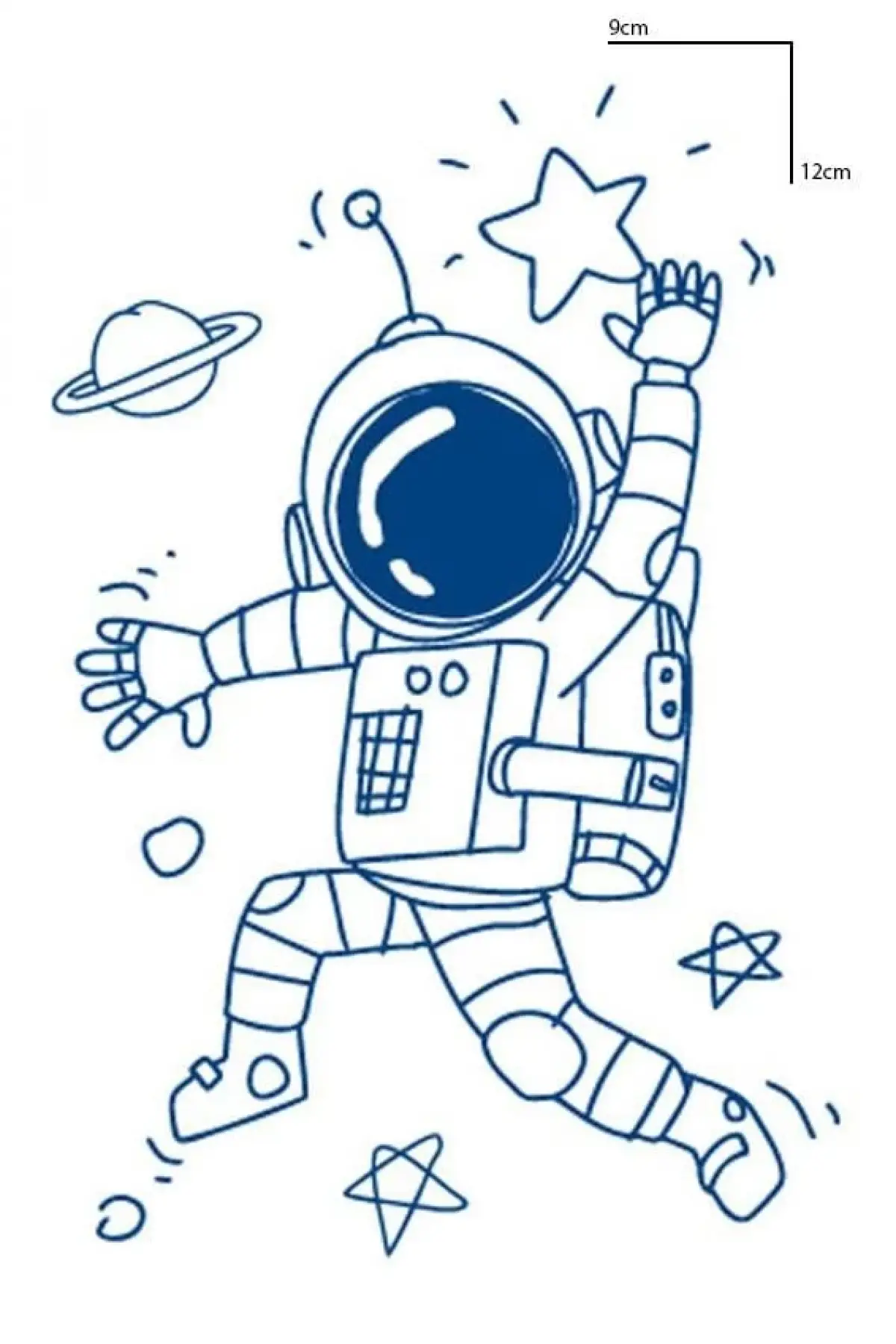 Astronot Figürlü 12 Saat Sonra Kararan Geçici Dövme Tattoo