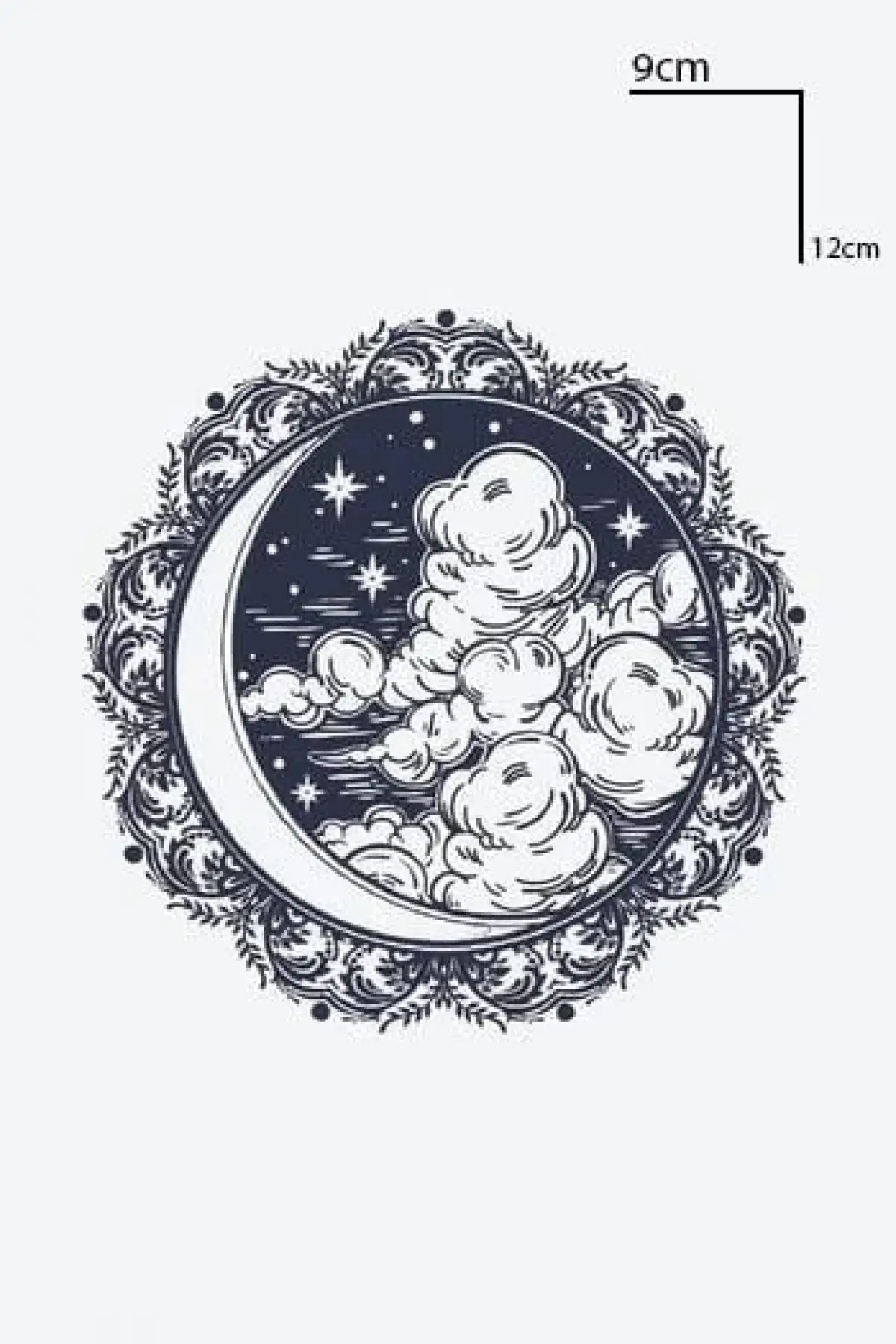 Ay Ve Bulut Figürlü 12 Saat Sonra Kararan Geçici Dövme Tattoo