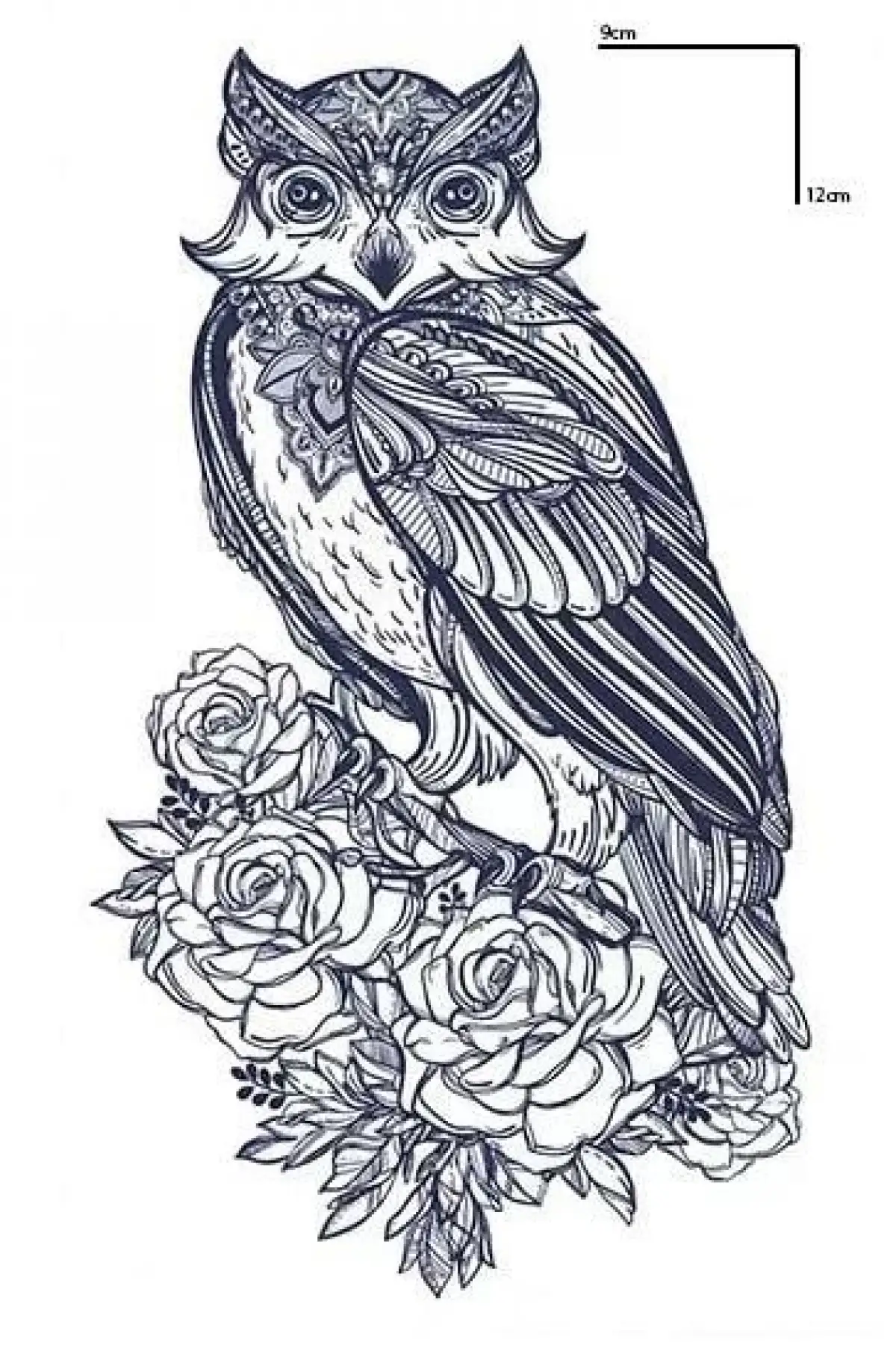 Baykuş Figürlü 12 Saat Sonra Kararan Geçici Mini Dövme Tattoo