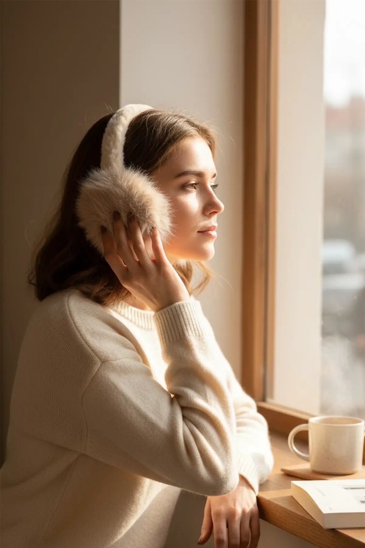 Bej Renk Peluş Kulaklık