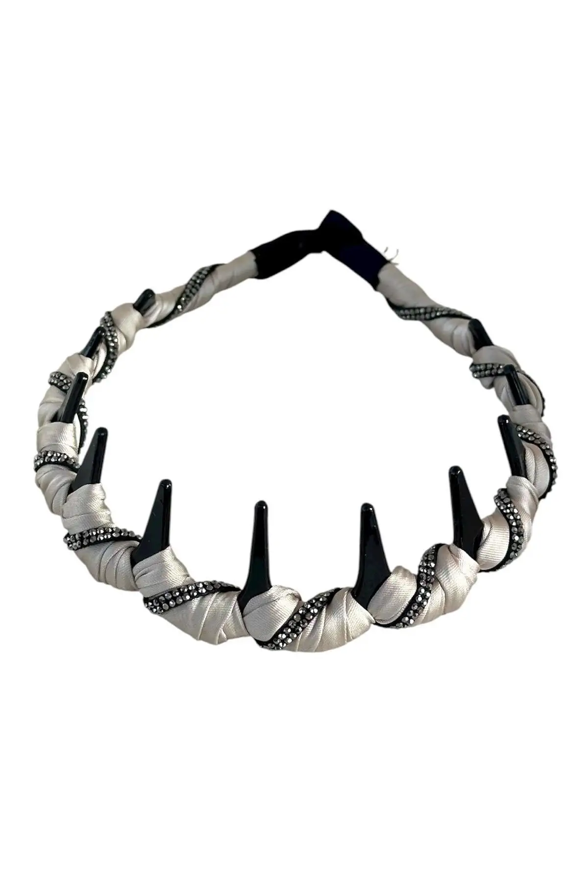 Bej Renk Taş Detaylı Taraklı Taç