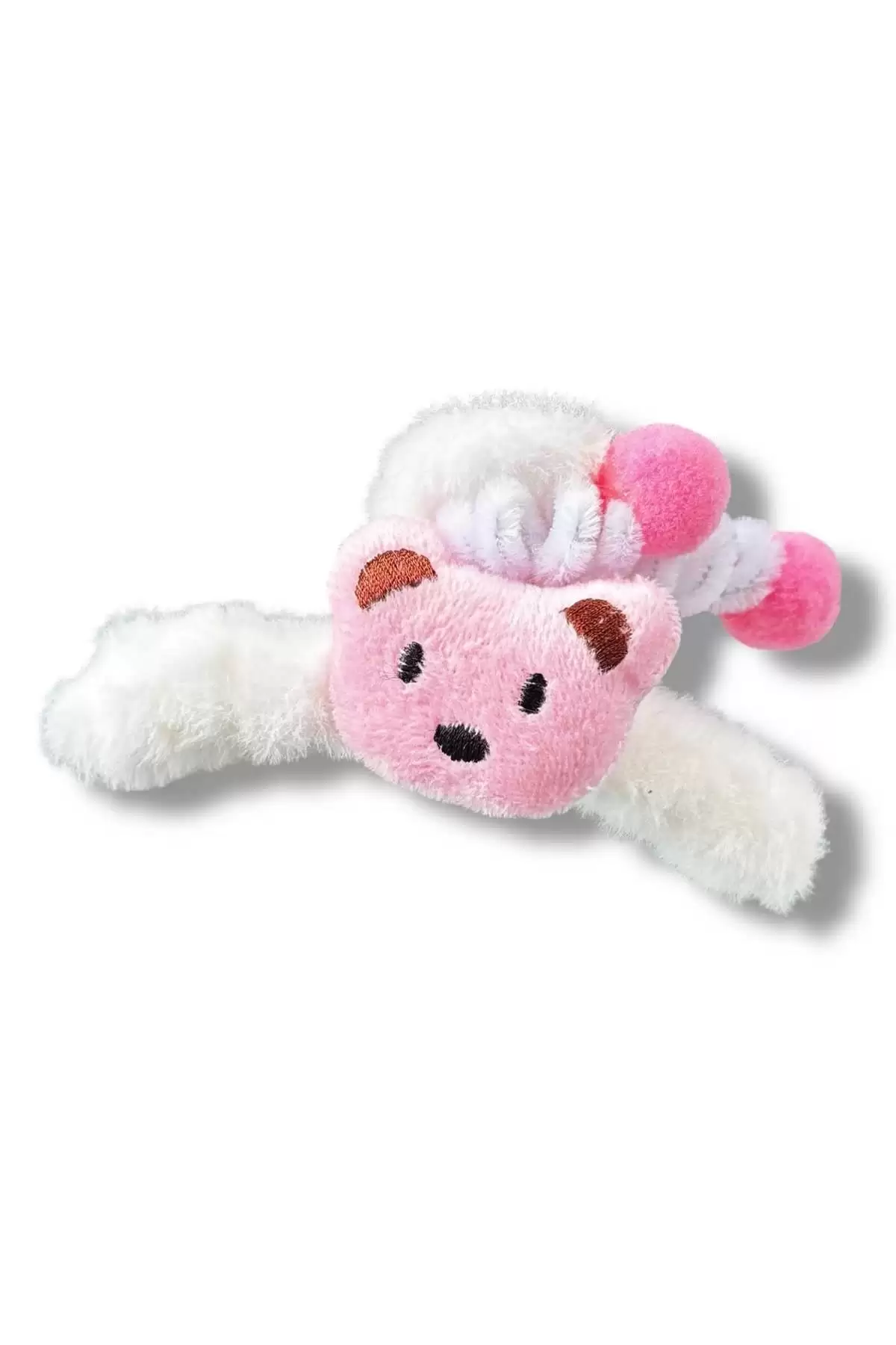 Beyaz Renk Ayıcık Figürlü Peluş Mandal Toka