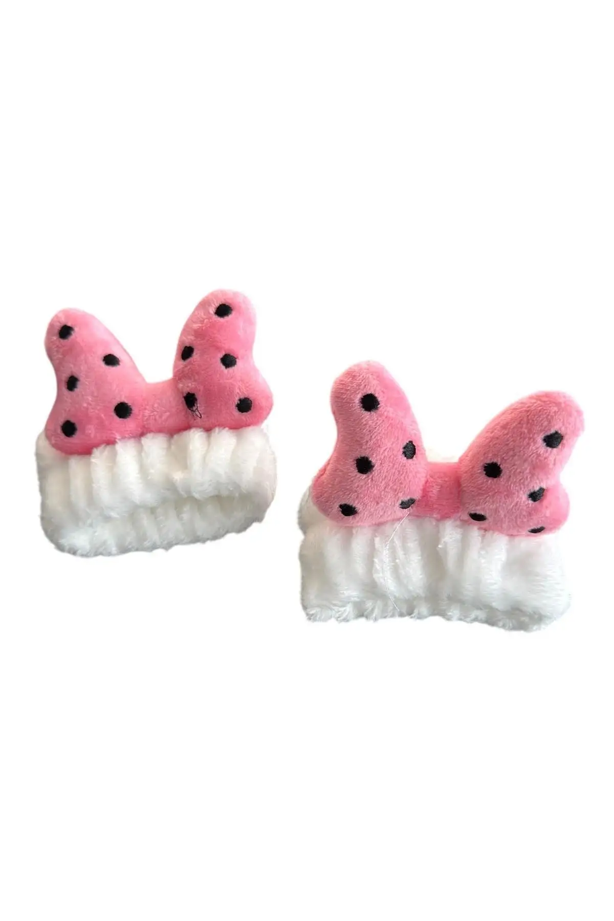 Beyaz Renk İkili Kurdele Figürlü Peluş Su Tutucu Havlu Bileklik