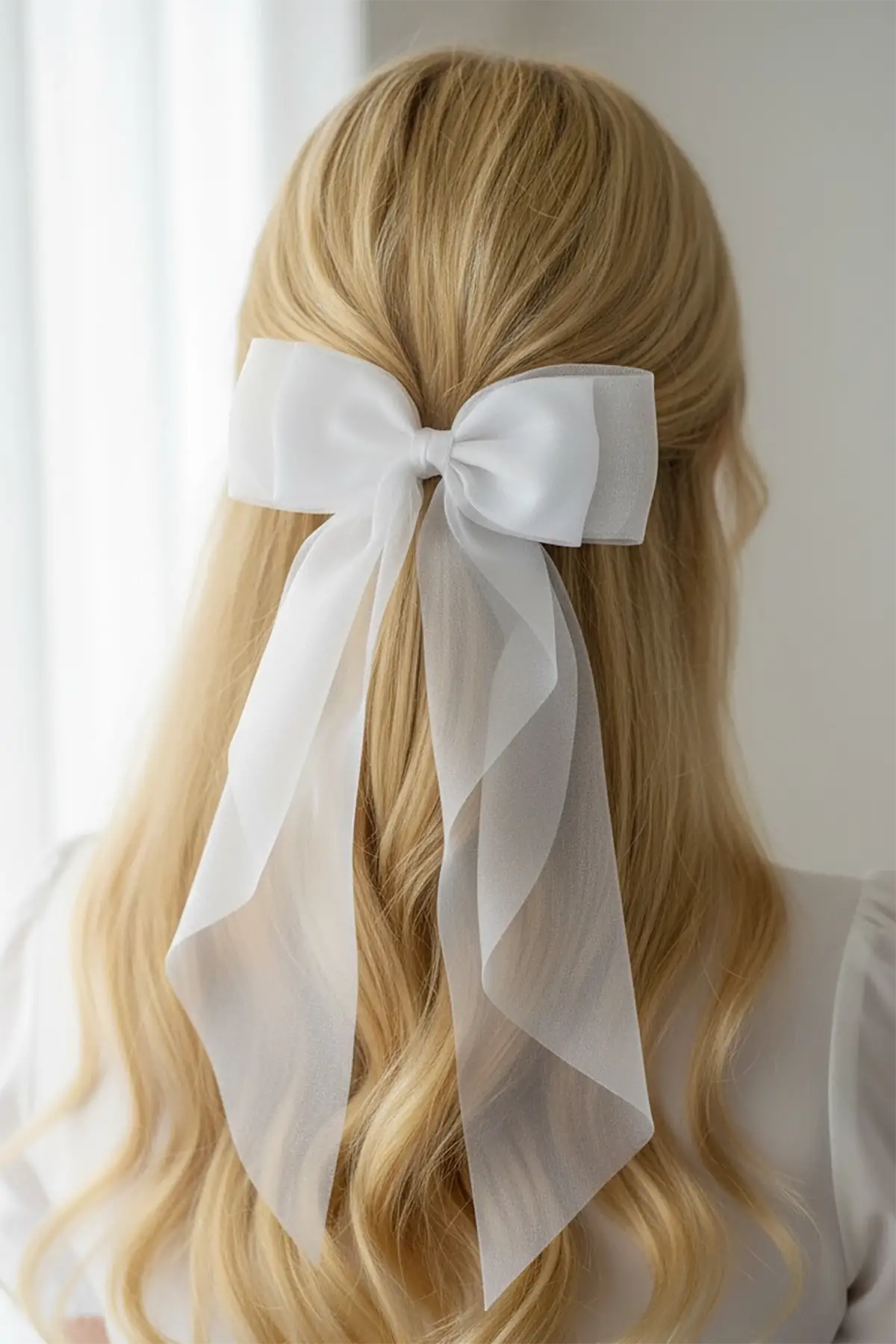 Beyaz Renk Kurdele Detaylı Pens Toka