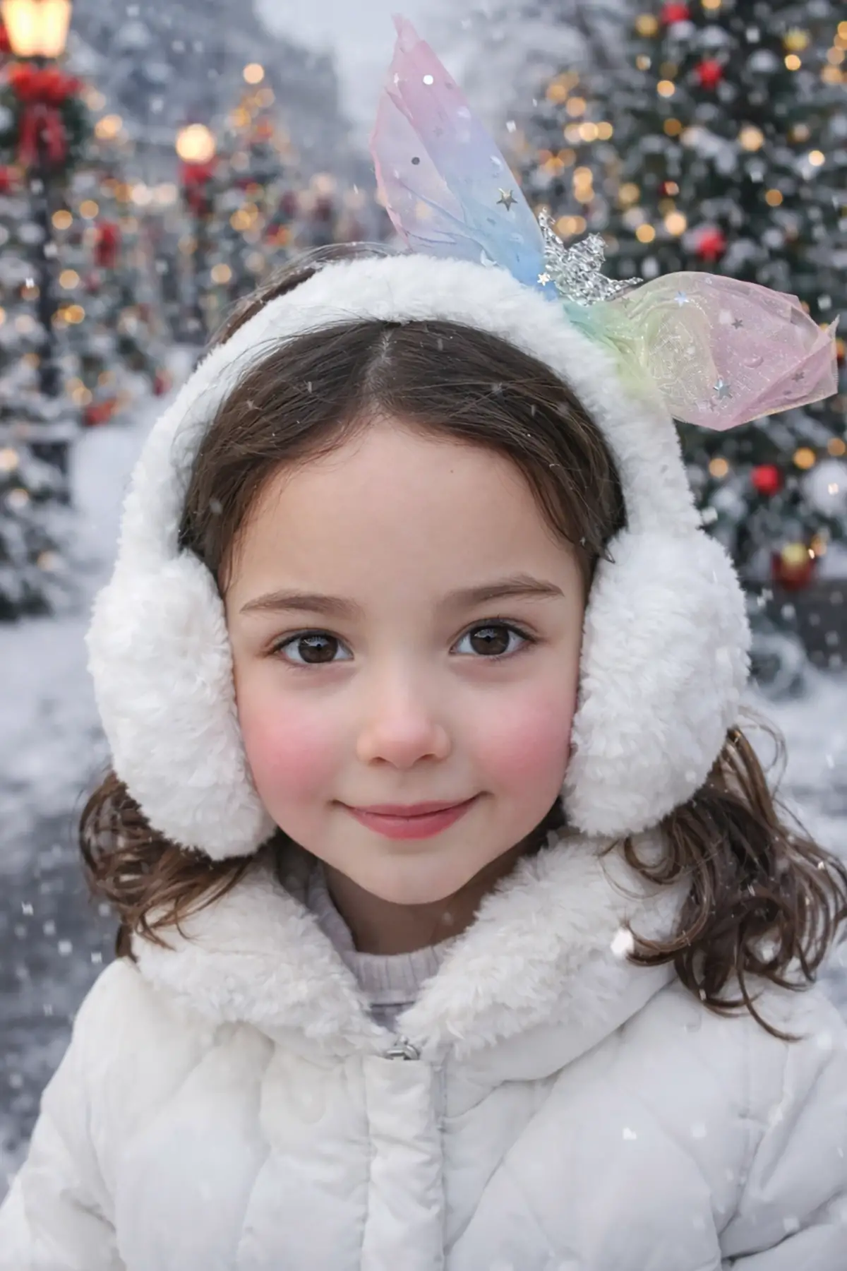 Beyaz Renk Kurdele Figürlü Peluş Kulaklık