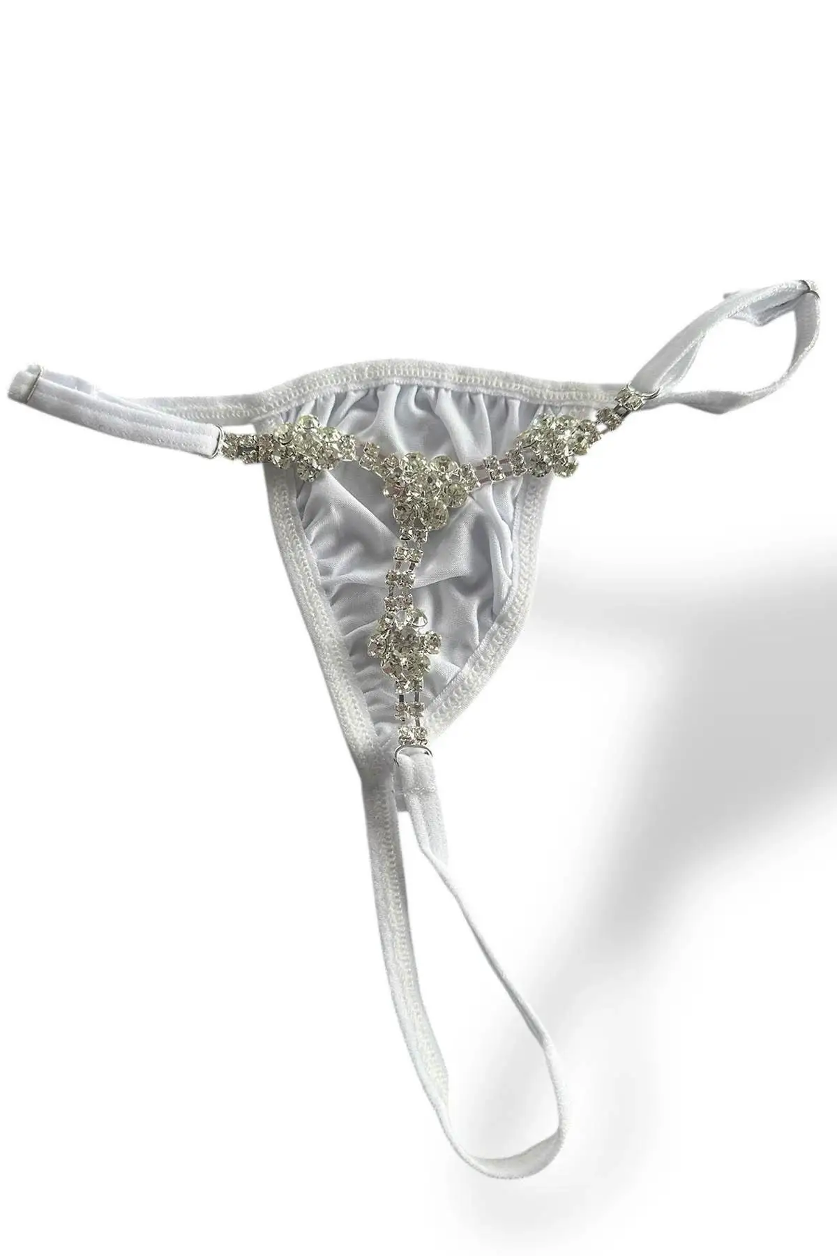 Beyaz Renk Taş Detaylı Tanga