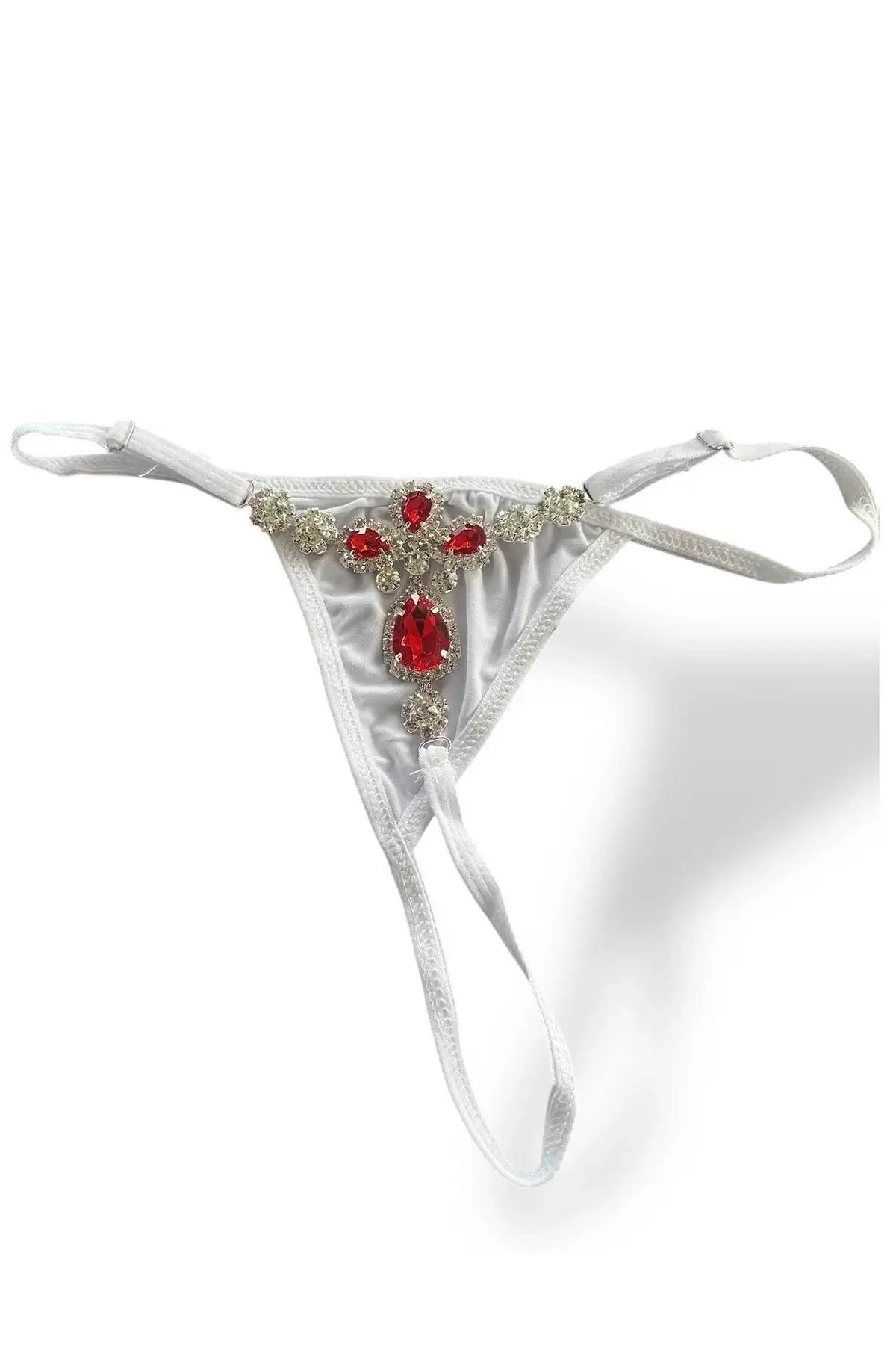 Beyaz Renk Taş Detaylı Tanga