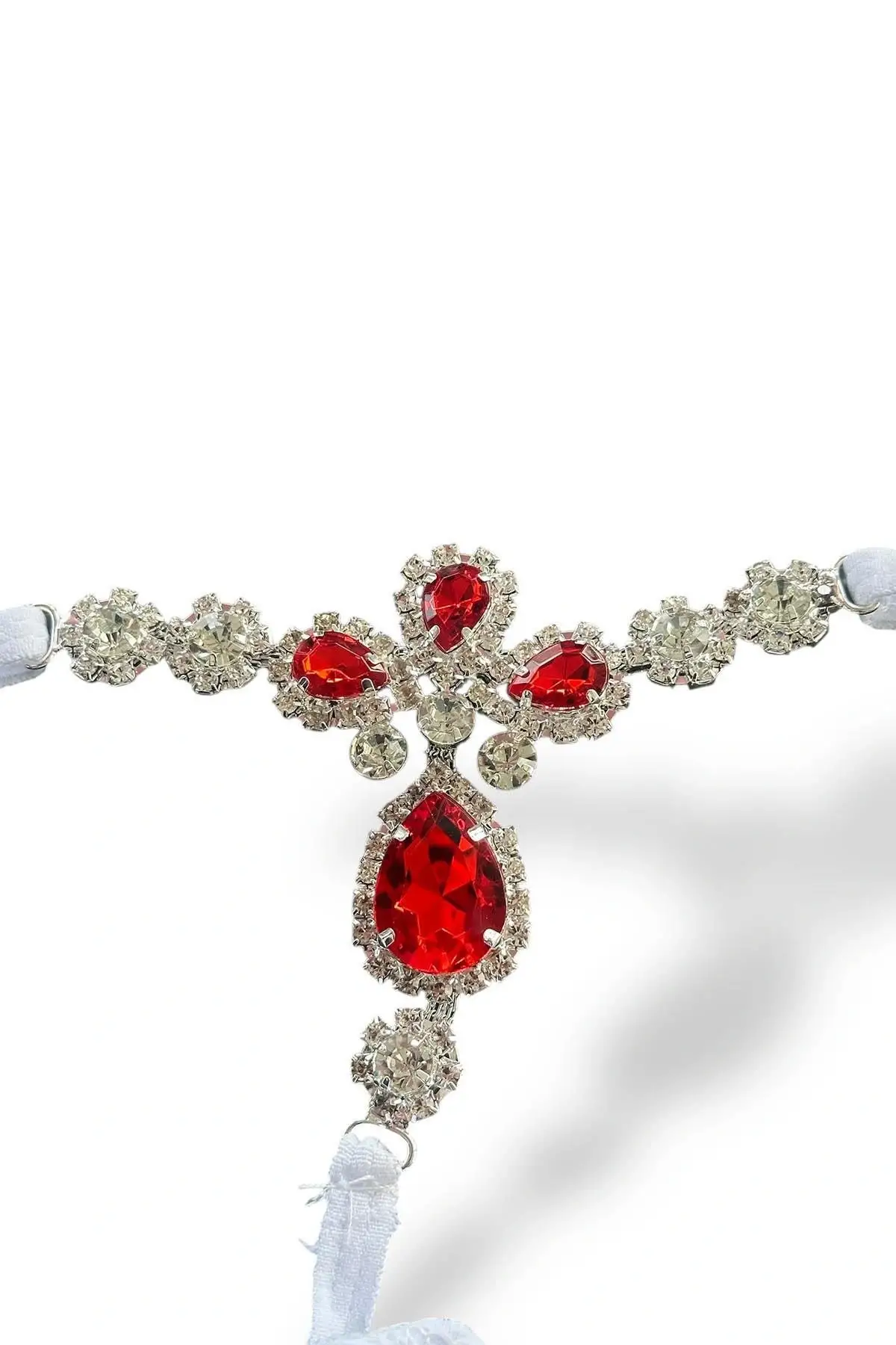 Beyaz Renk Taş Detaylı Tanga