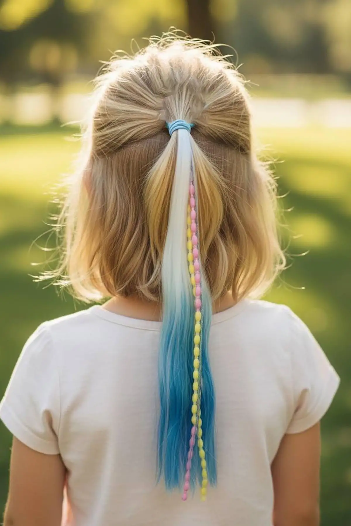 Beyaz Ve Mavi Renk Saç Detaylı Lastik Toka