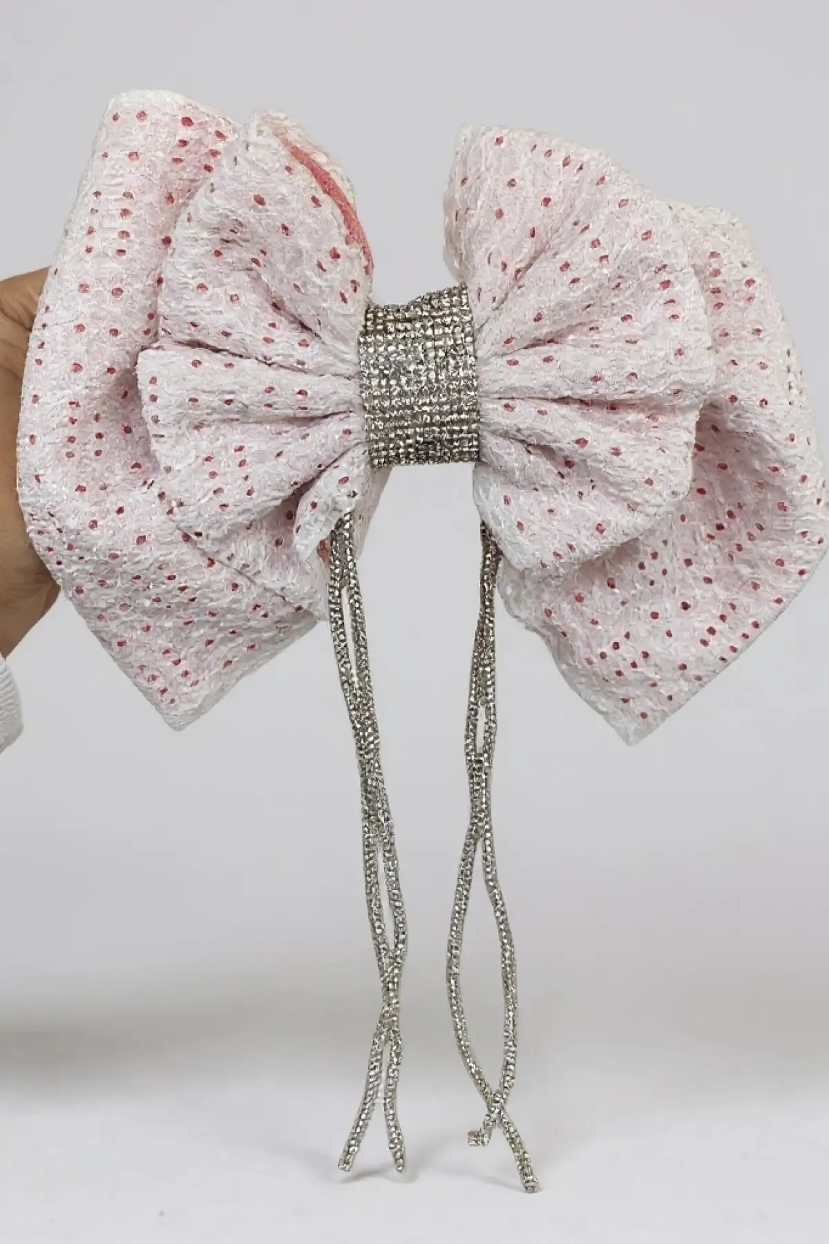 Beyaz Ve Mor Renk Kurdele Figürlü Taş Detaylı Otomat Toka