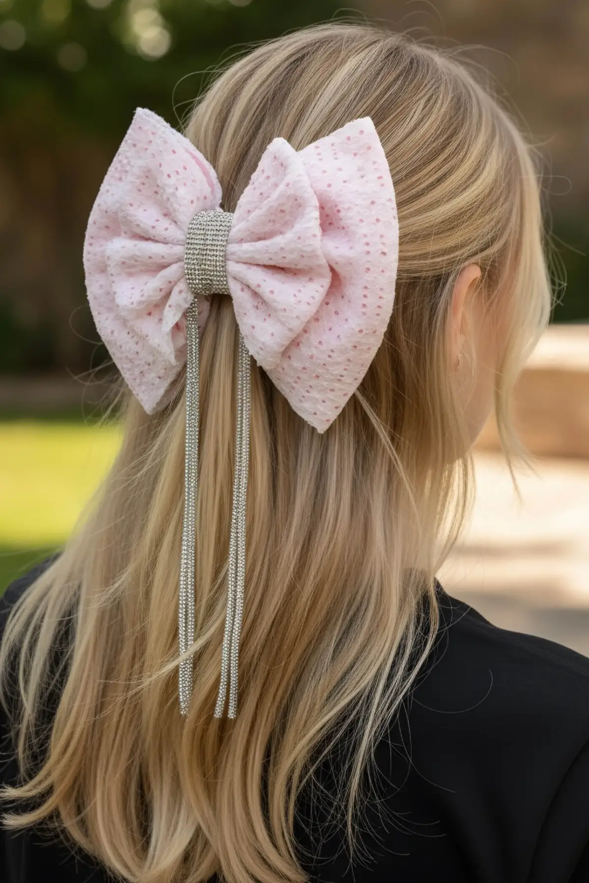 Beyaz Ve Mor Renk Kurdele Figürlü Taş Detaylı Otomat Toka