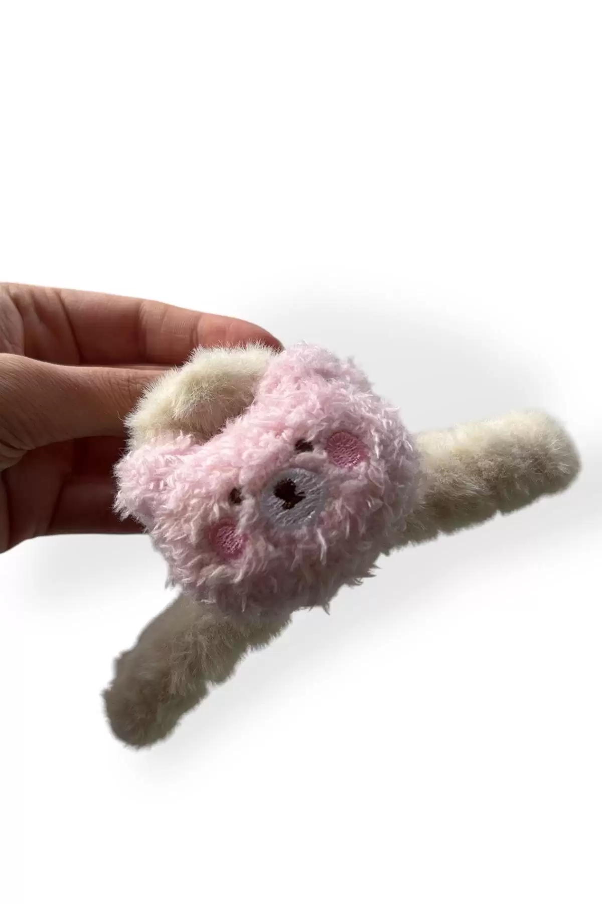 Beyaz Ve Pembe Renk Köpek Figürlü Peluş Mandal Toka