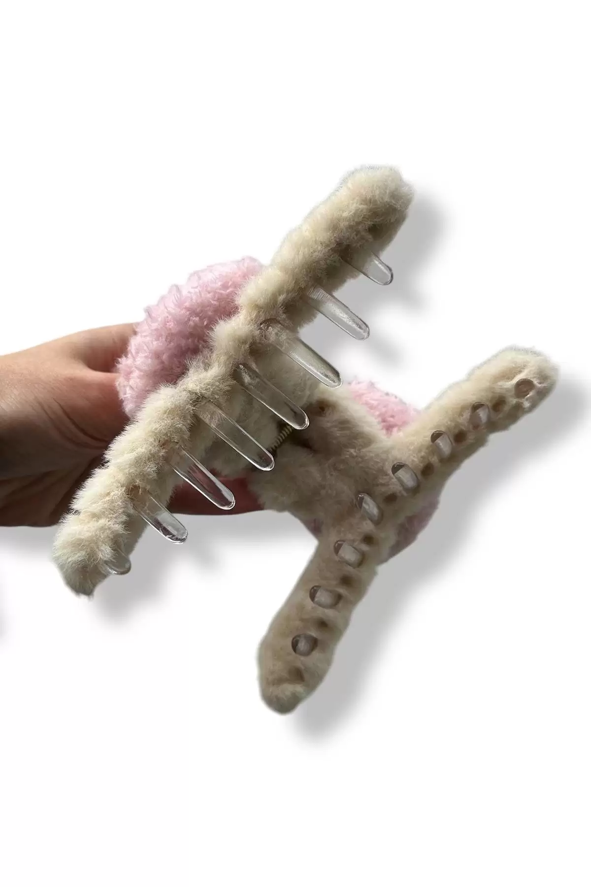 Beyaz Ve Pembe Renk Köpek Figürlü Peluş Mandal Toka