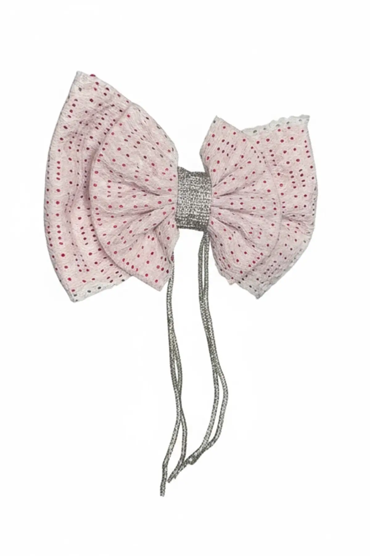 Beyaz Ve Pembe Renk Kurdele Figürlü Taş Detaylı Otomat Toka