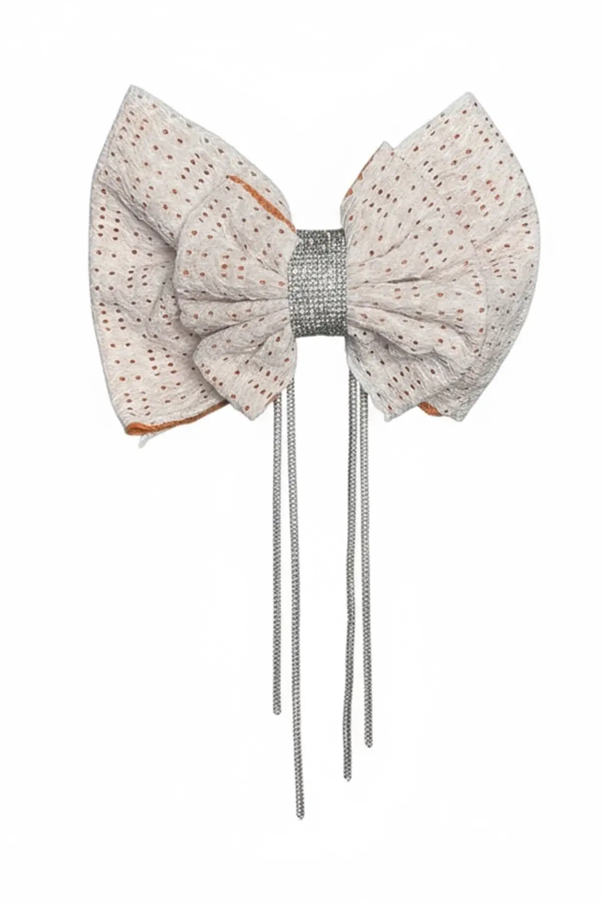 Beyaz Ve Turuncu Renk Kurdele Figürlü Taş Detaylı  Otomat Toka