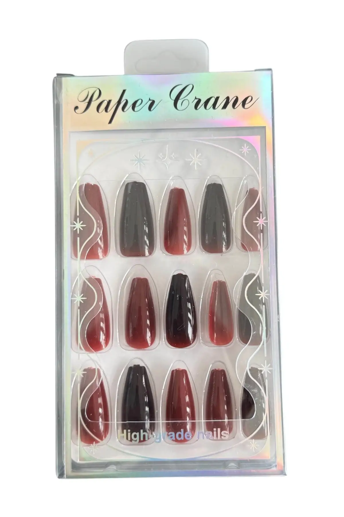 Bordo Renk 25li Takma Tırnak Seti (Yapıştırıcılı)