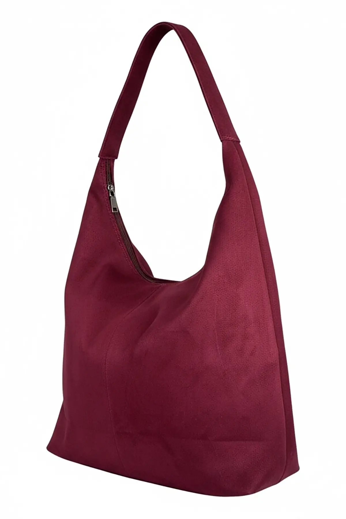 Bordo Renk Büyük Boy Süet Kadın Çanta