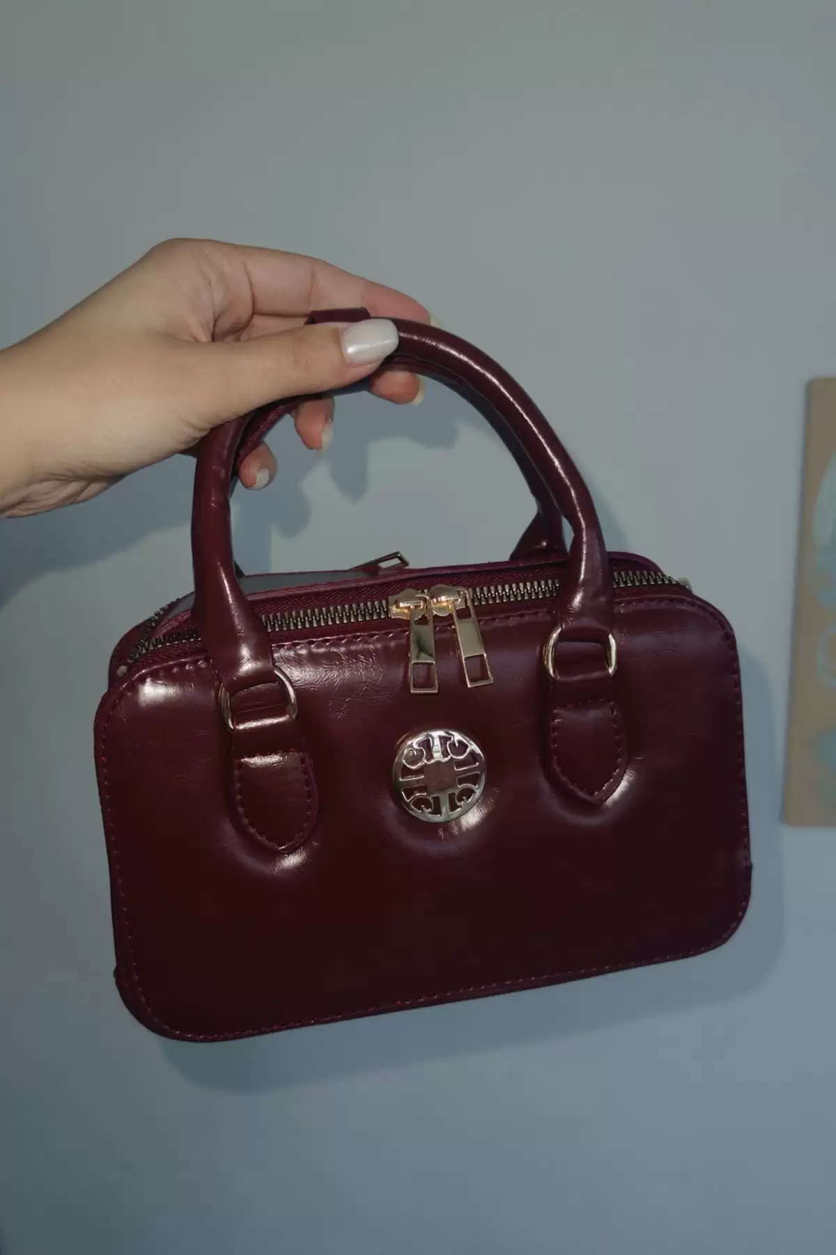 Bordo Renk Kadın Deri Çanta
