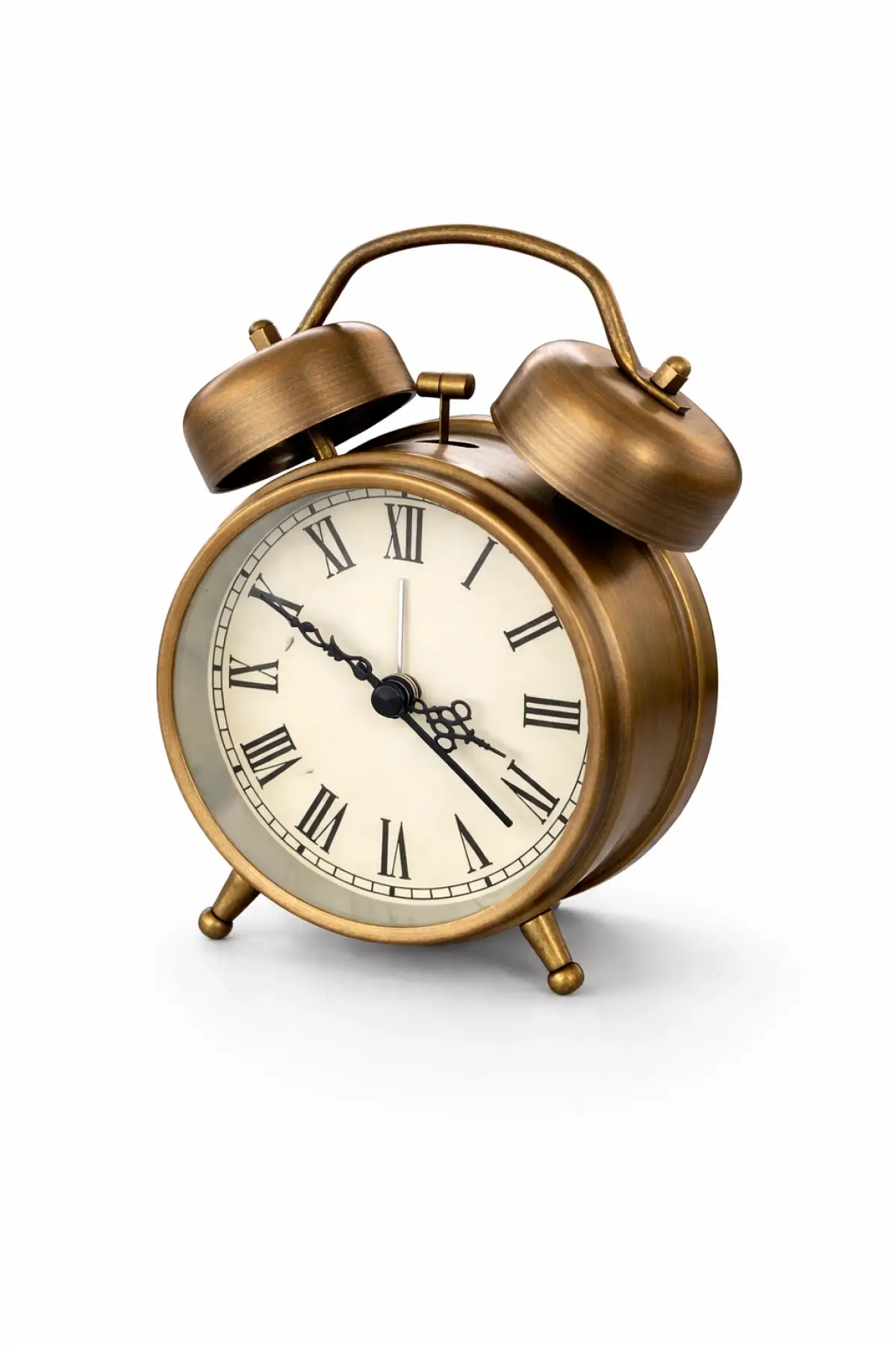 Bronz Renk Dekoratif Işıklı Alarmlı Yuvarlak Masa Saati