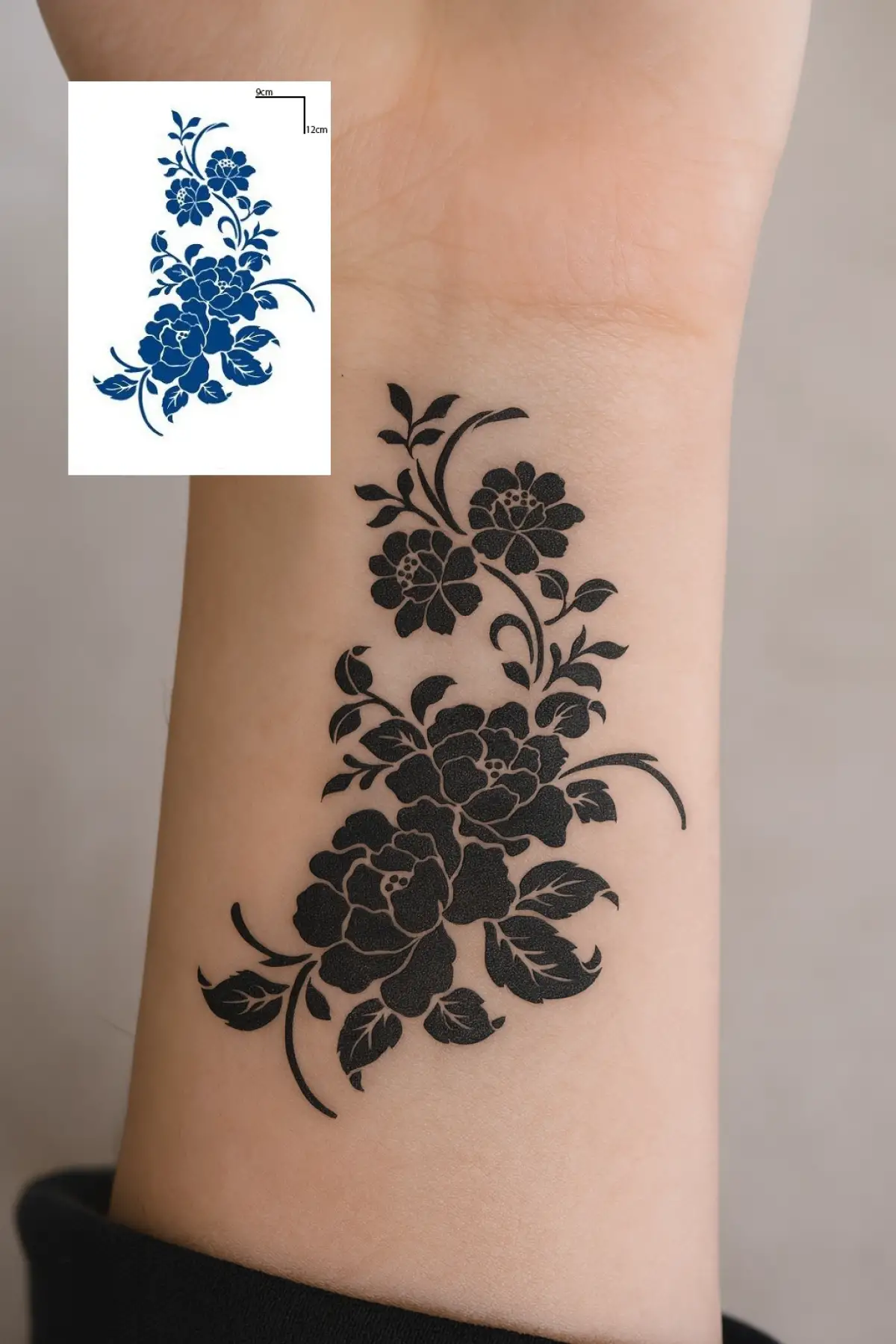 Çiçek Figürlü 12 Saat Sonra Kararan Geçici Dövme Tattoo