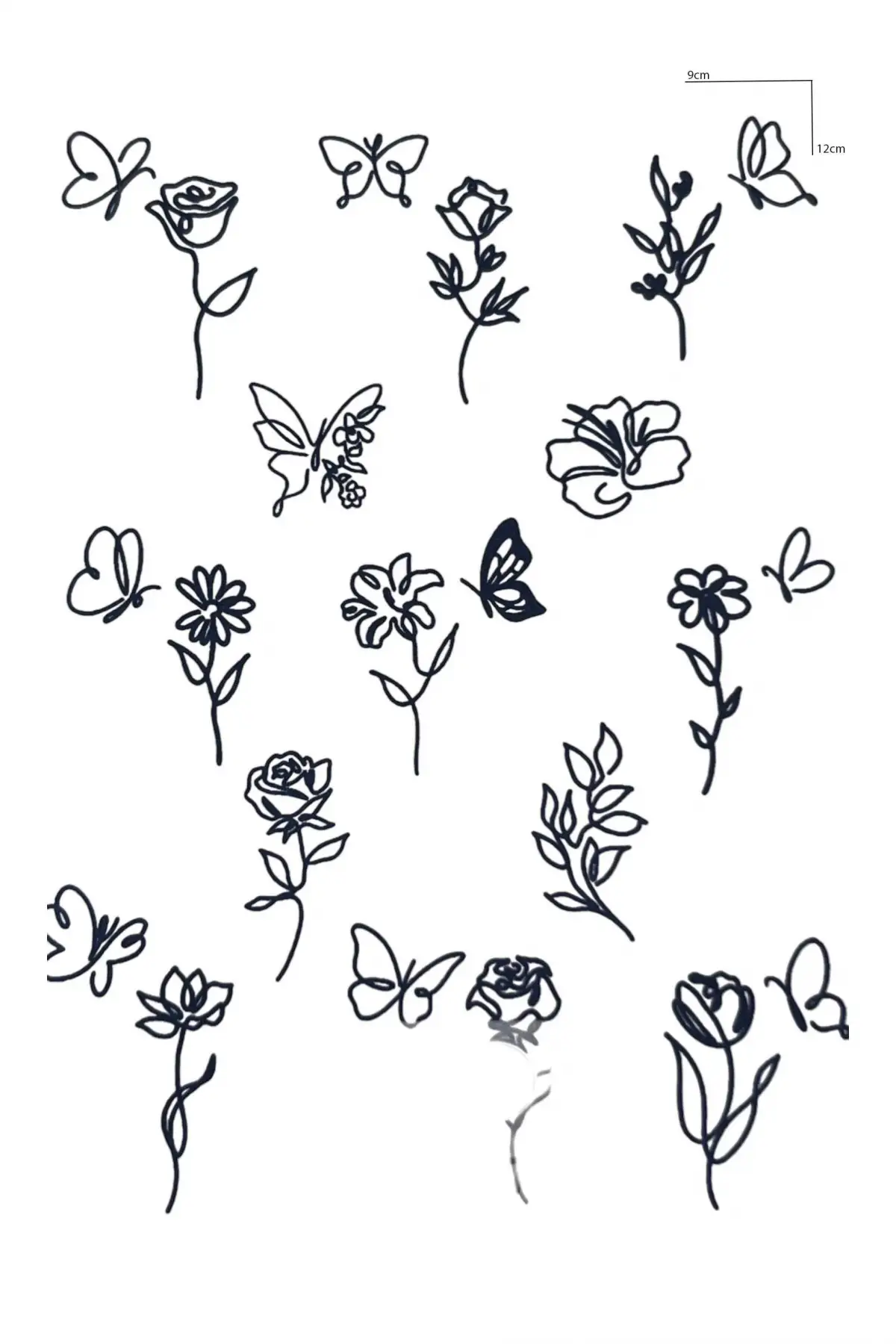 Çiçek Figürlü 12 Saat Sonra Kararan Geçici Dövme Tattoo