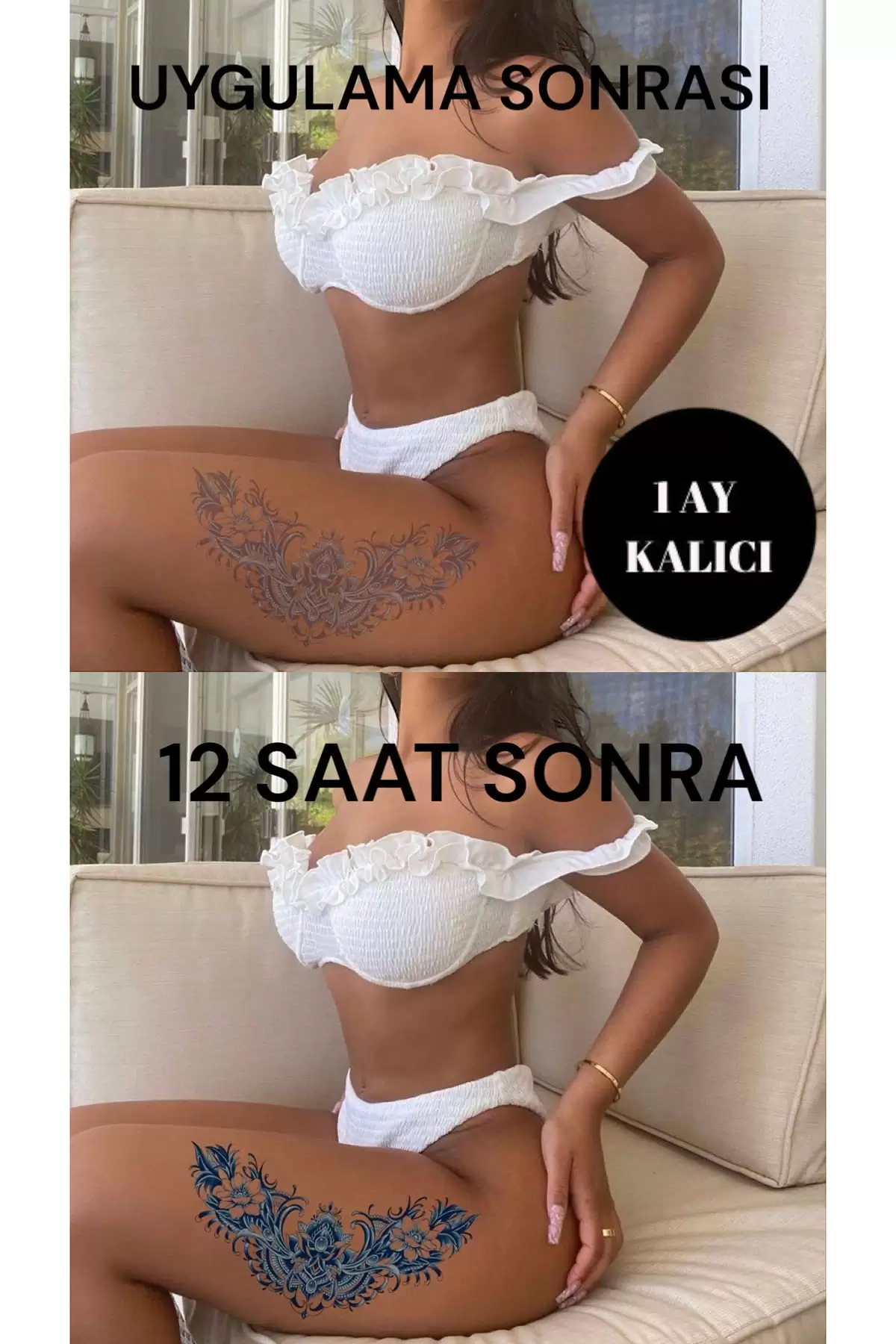 Çiçek Figürlü 12 Saat Sonra Kararan Geçici Dövme Tattoo