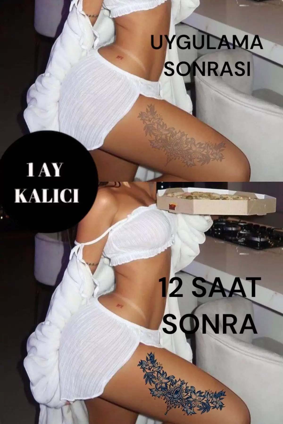 Çiçek Figürlü 12 Saat Sonra Kararan Geçici Dövme Tattoo