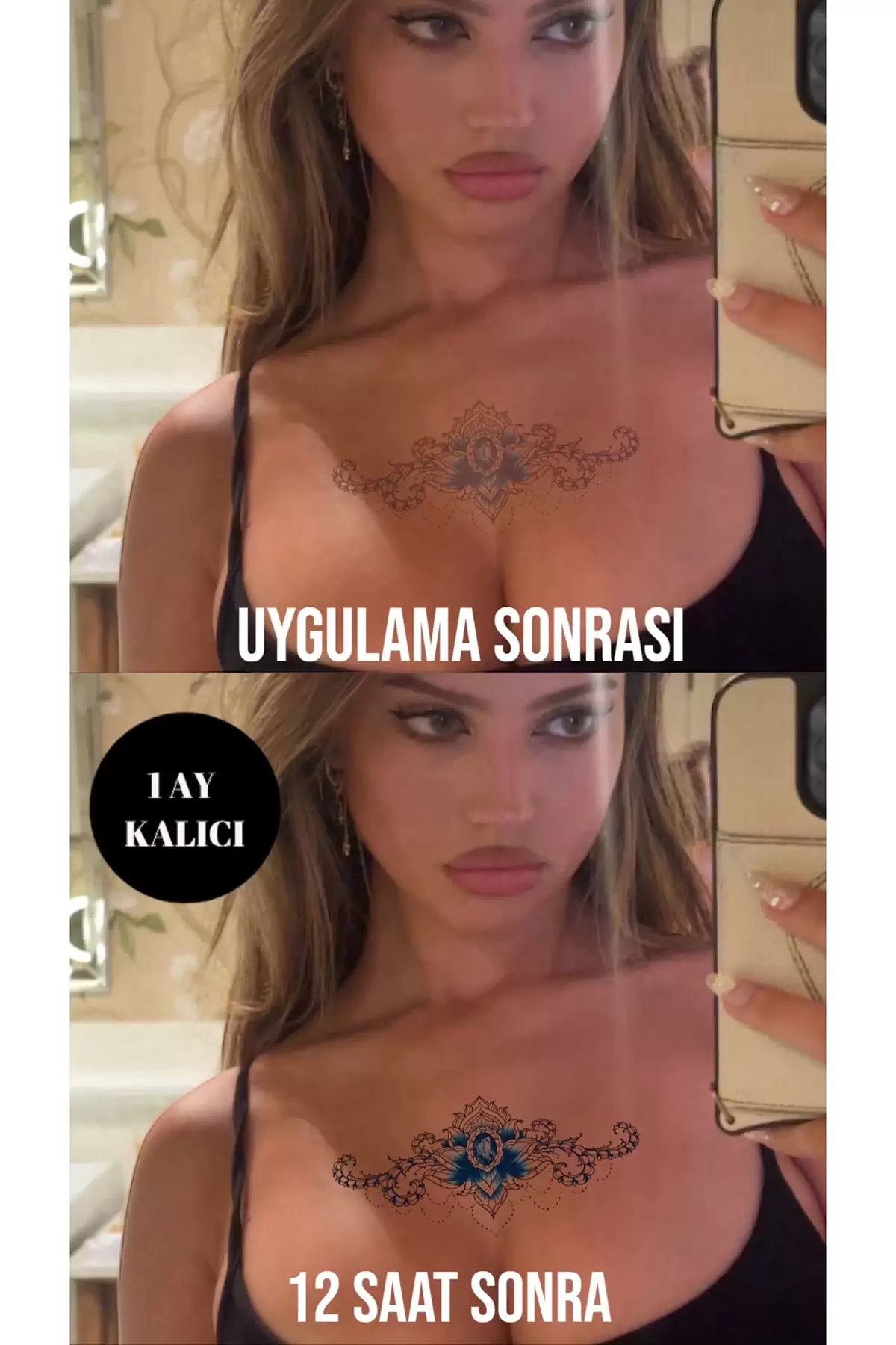 Çiçek Figürlü 12 Saat Sonra Kararan Geçici Dövme Tattoo