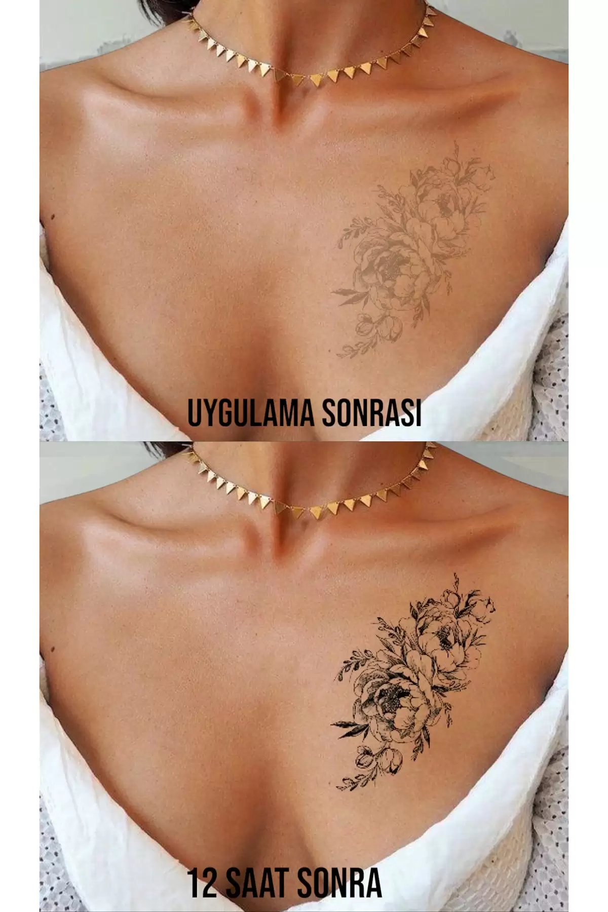 Çiçek Figürlü 12 Saat Sonra Kararan Geçici Dövme Tattoo