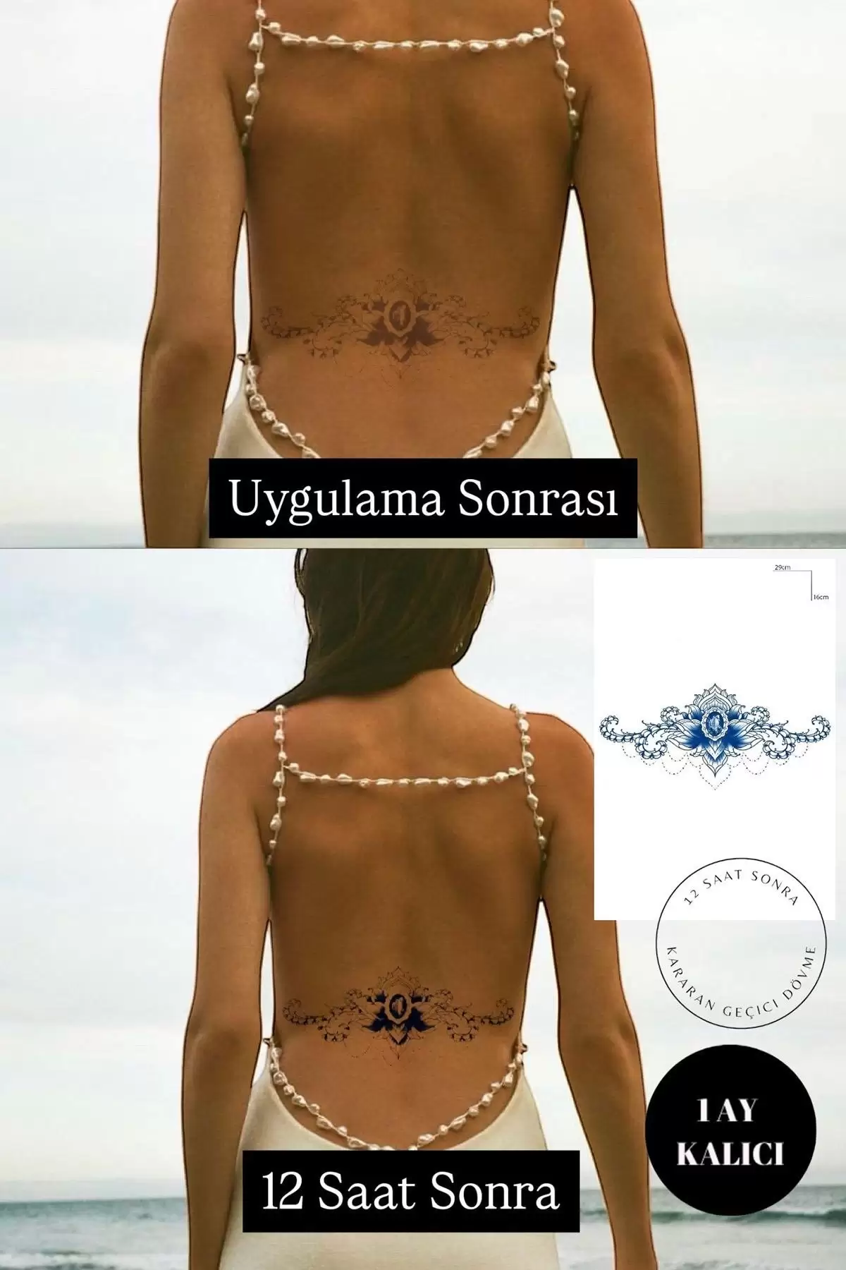 Çiçek Figürlü 12 Saat Sonra Kararan Geçici Dövme Tattoo