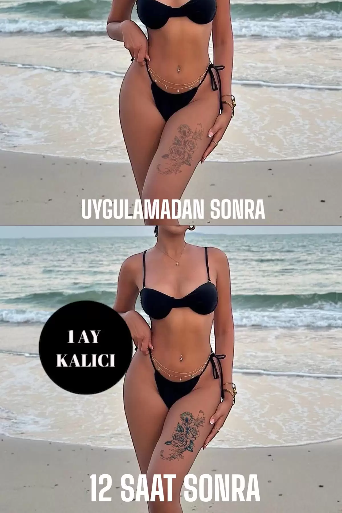 Çiçek Figürlü 12 Saat Sonra Kararan Geçici Dövme Tattoo