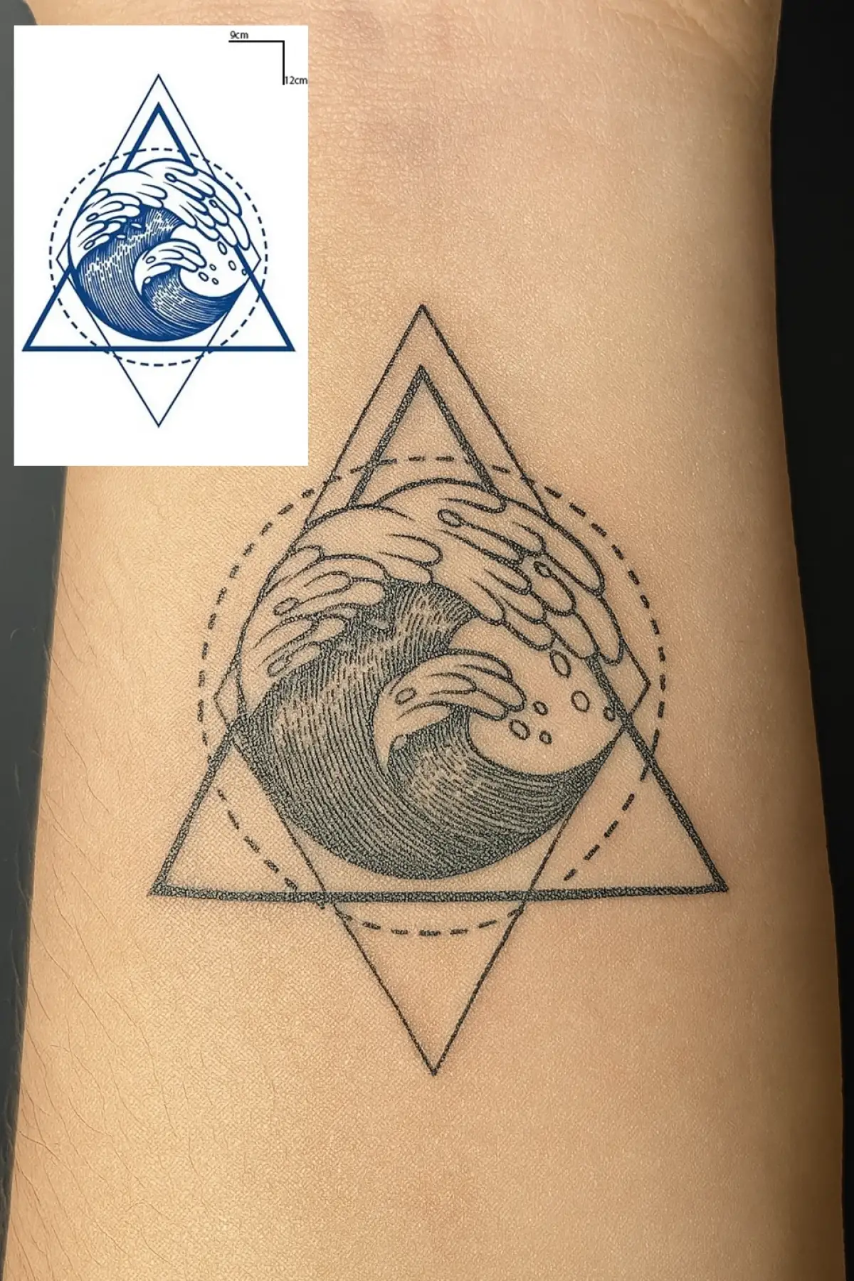 Dalga Figürlü 12 Saat Sonra Kararan Geçici Dövme Tattoo