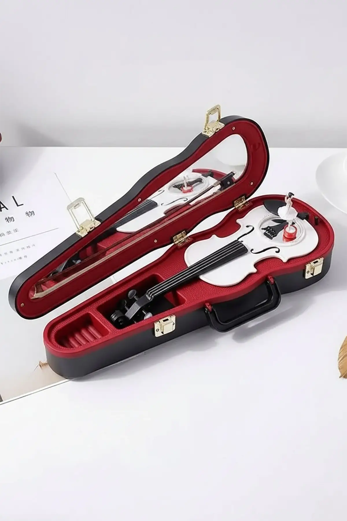 Dekoratif Dans Eden Balerinli Keman Müzik Kutusu