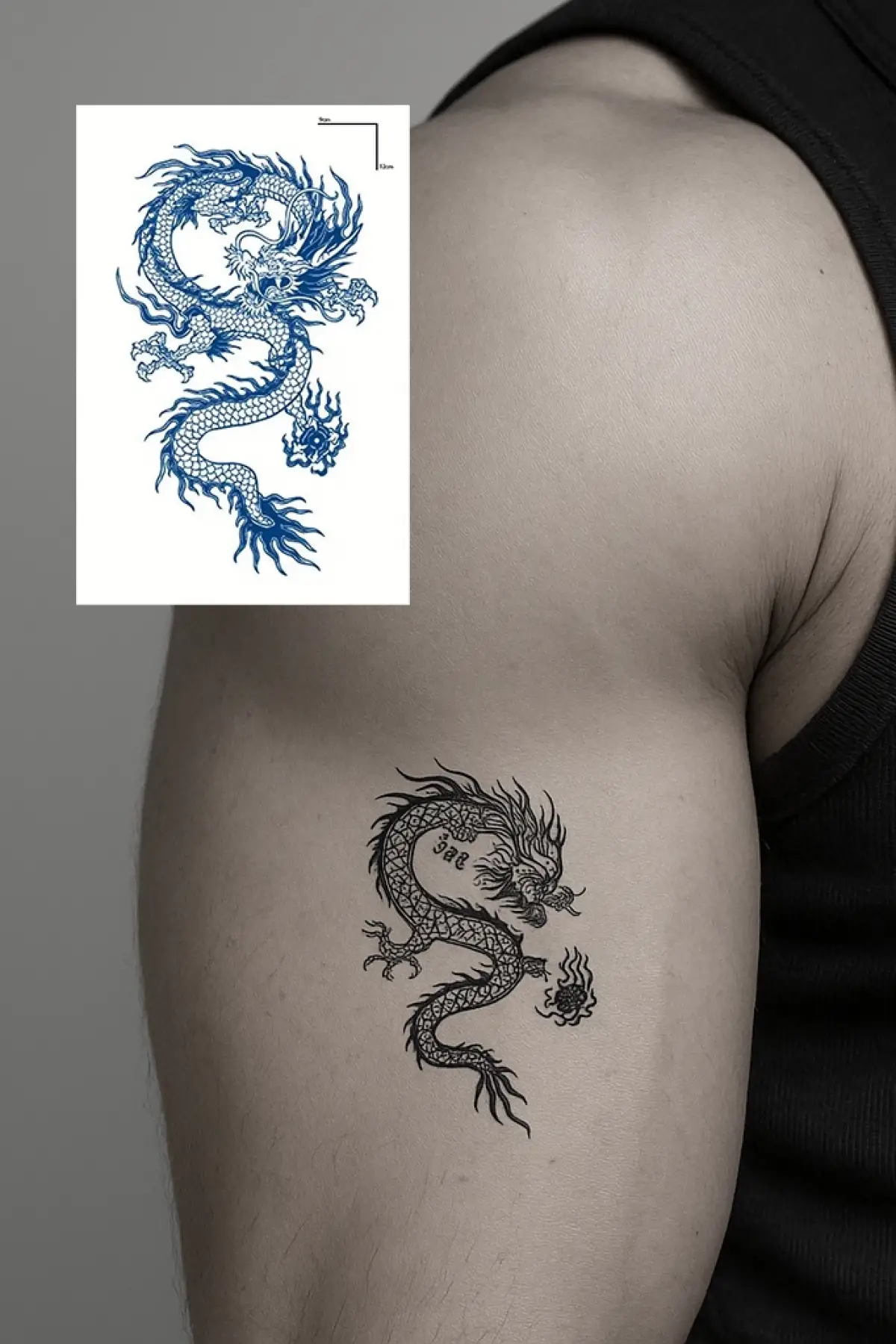 Ejderha Figürlü 12 Saat Sonra Kararan Geçici Dövme Tattoo