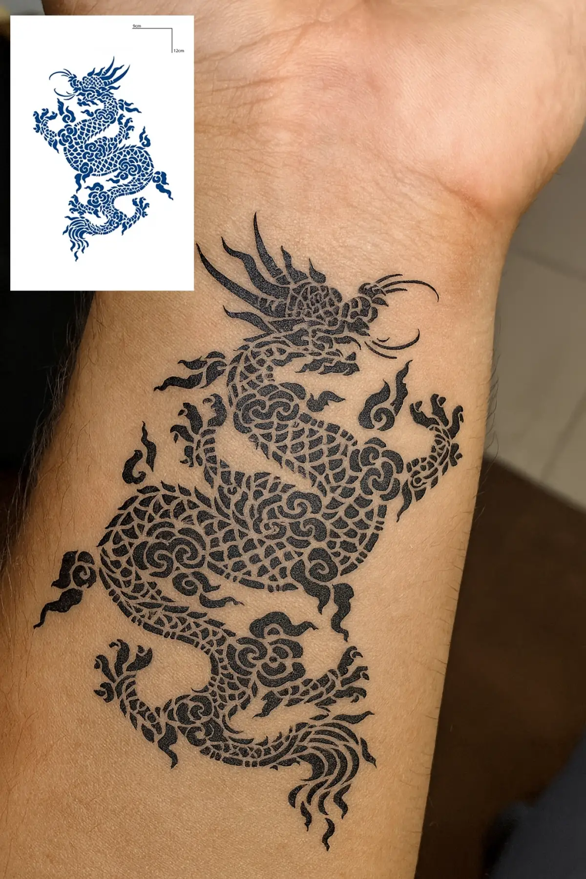 Ejderha Figürlü 12 Saat Sonra Kararan Geçici Dövme Tattoo