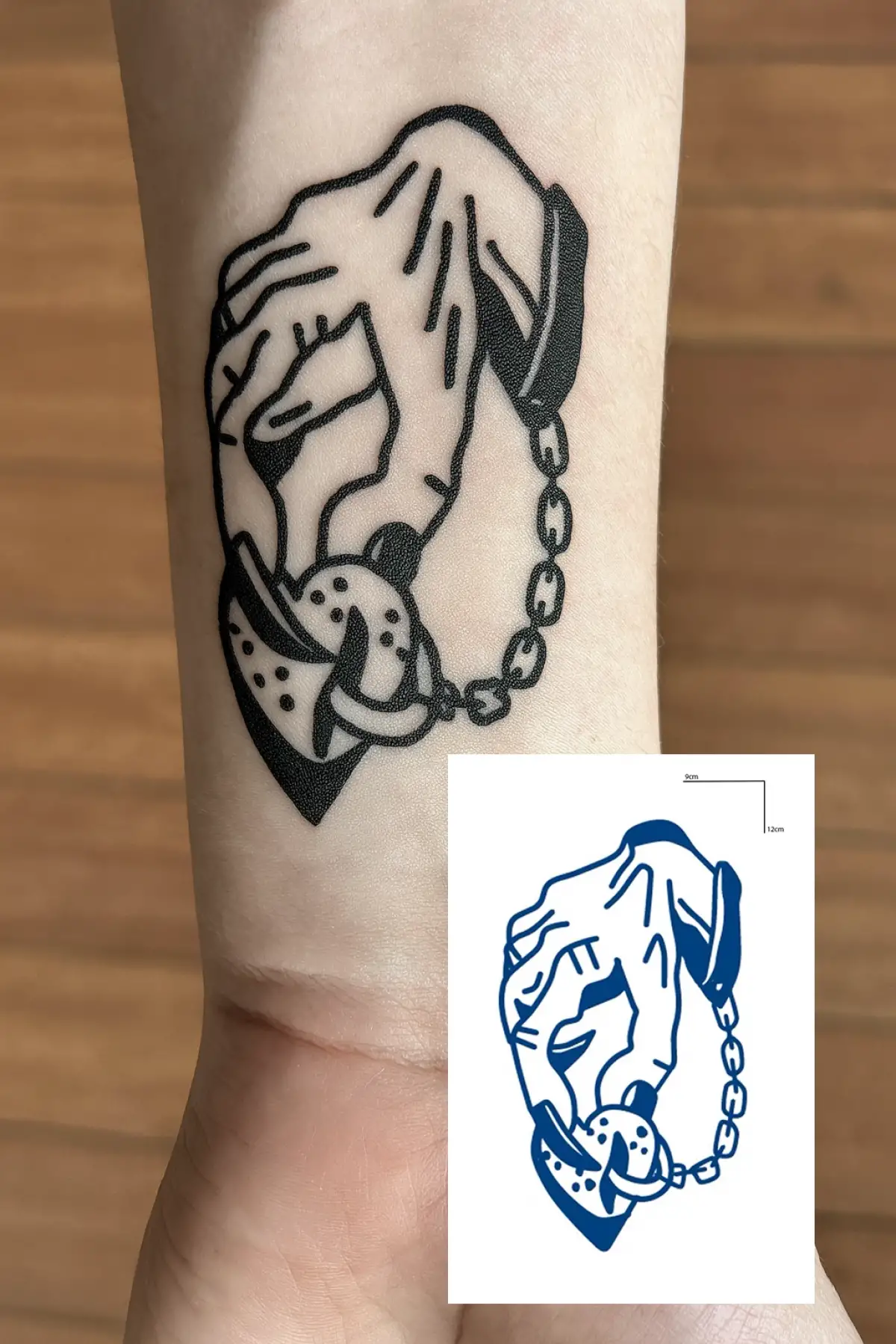 El Ve Kilit Figürlü 12 Saat Sonra Kararan Geçici Dövme Tattoo