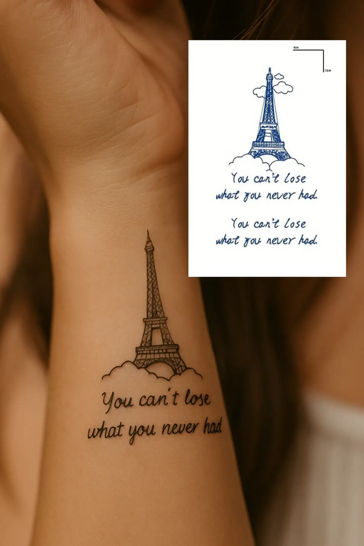 Eyfel Figürlü 12 Saat Sonra Kararan Geçici Dövme Tattoo
