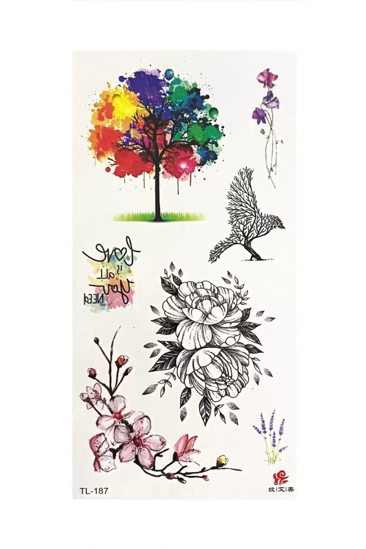 Geçici Çiçek, Ağaç Ve Kuş Dövme Tattoo