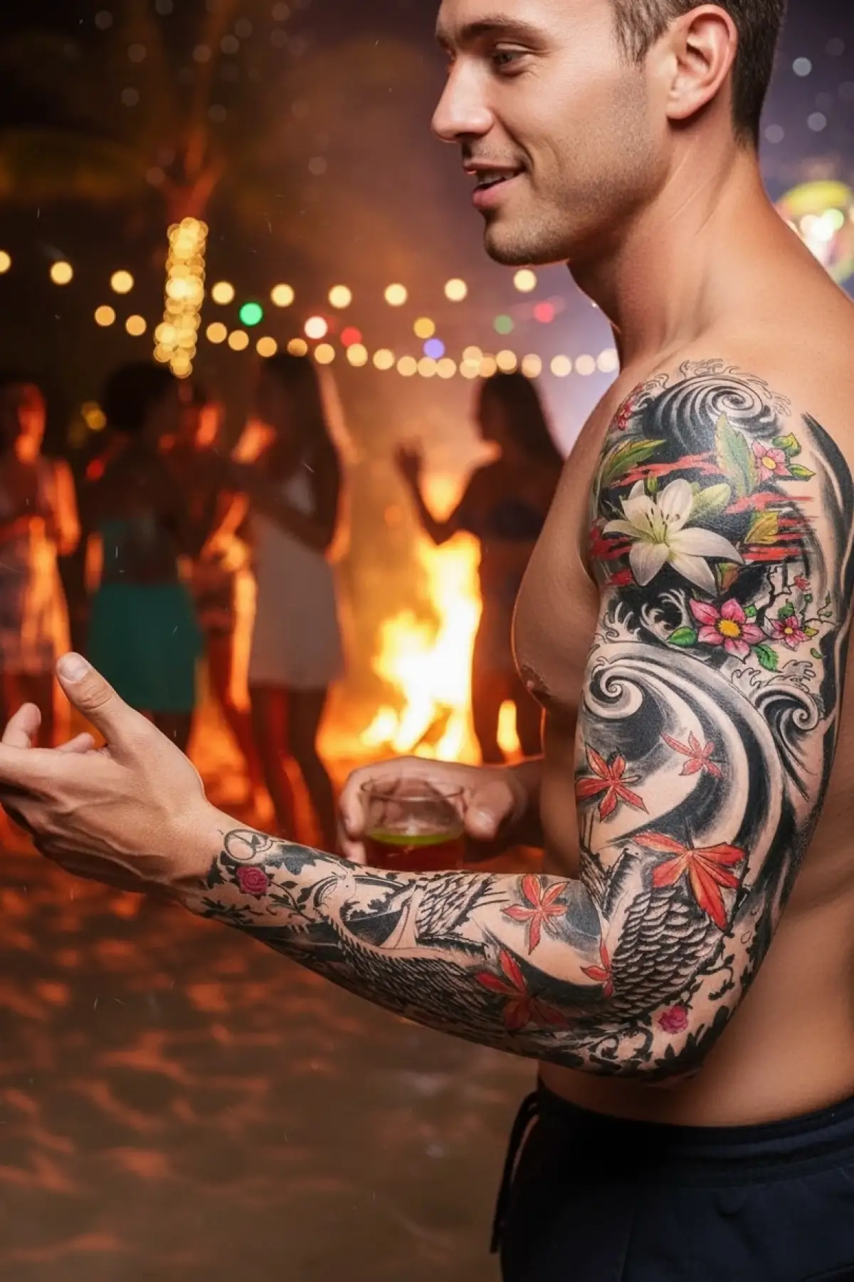 Geçici Çiçek Figürlü Kol Dövme Tattoo