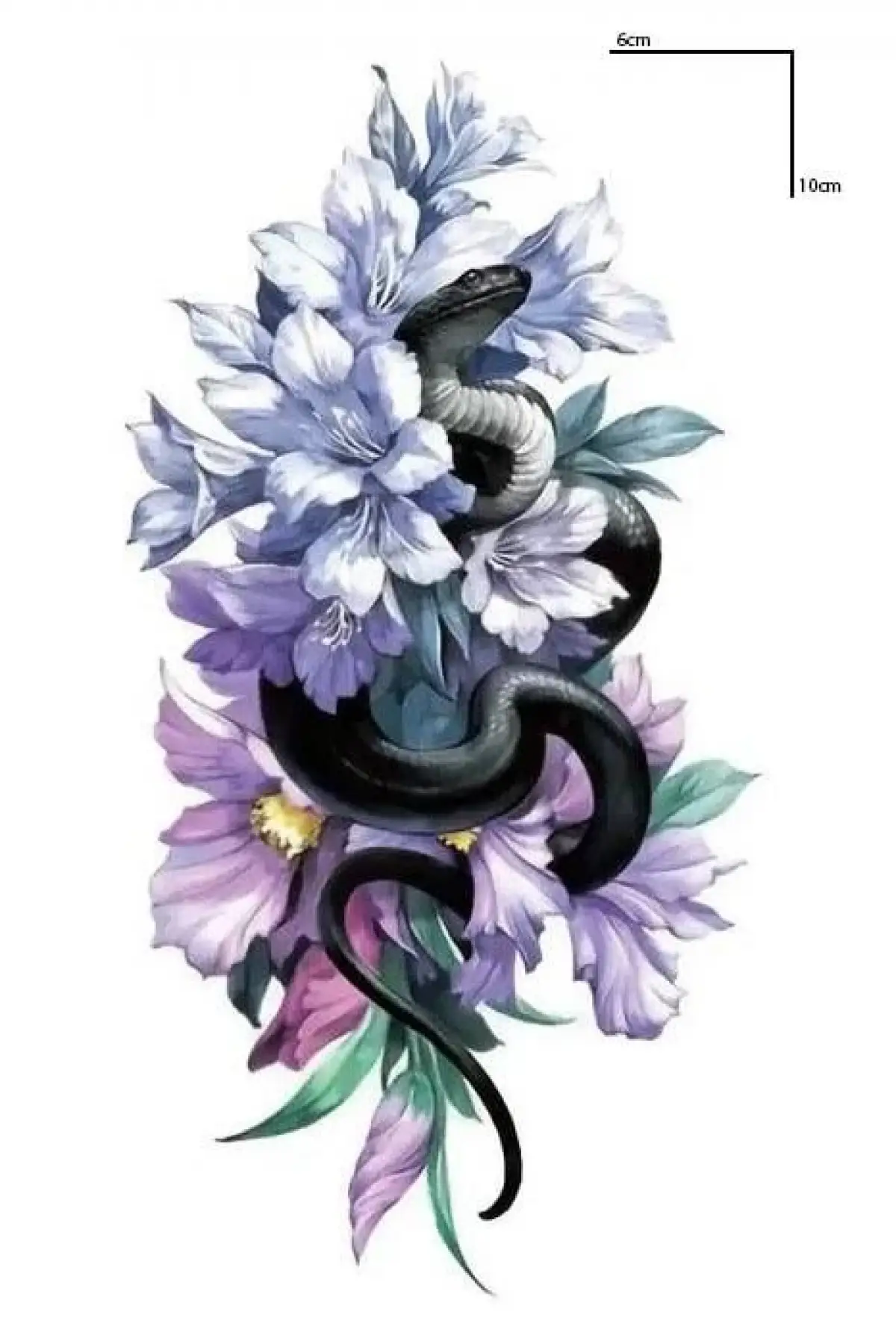 Geçici Çiçek Ve Yılan Figürlü Mini Dövme Tattoo