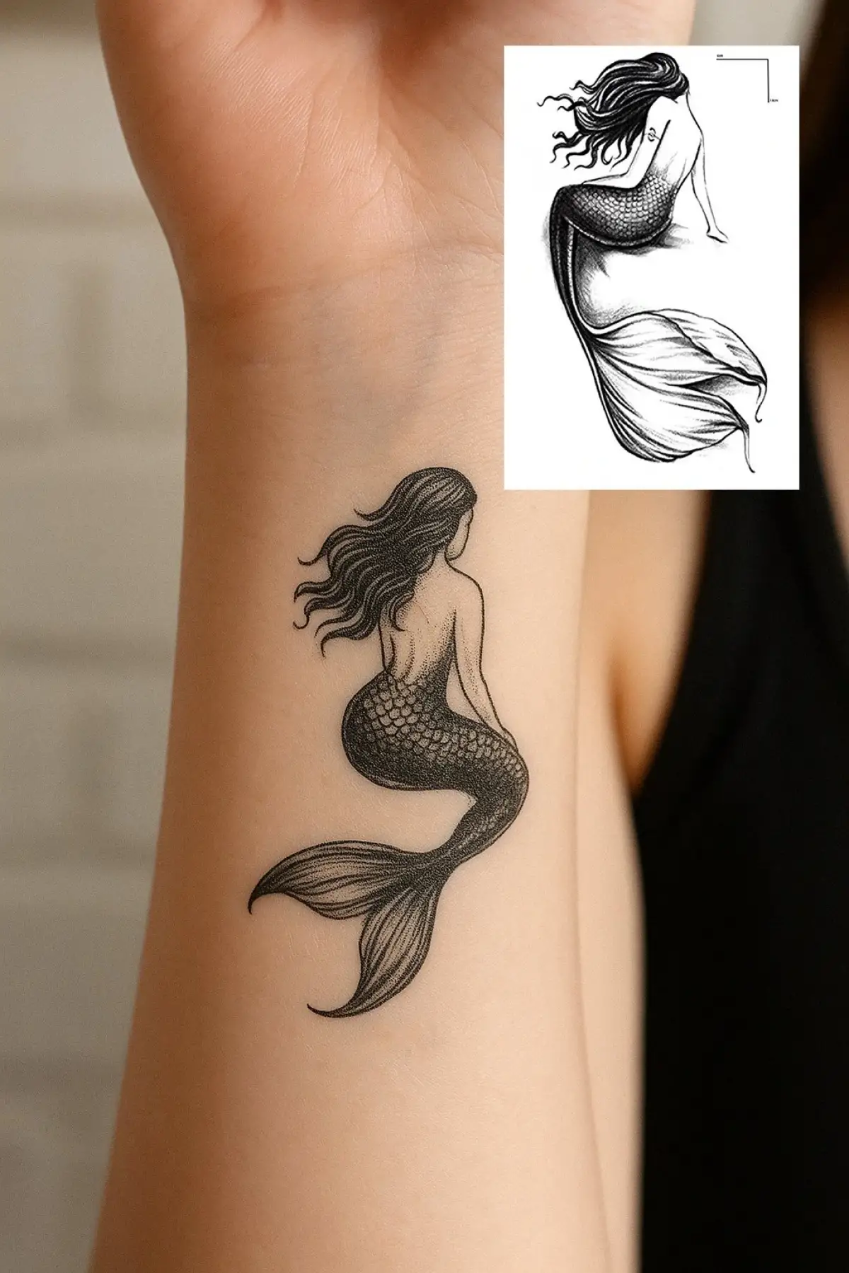 Geçici Deniz Kızı Figürlü Mini Dövme Tattoo