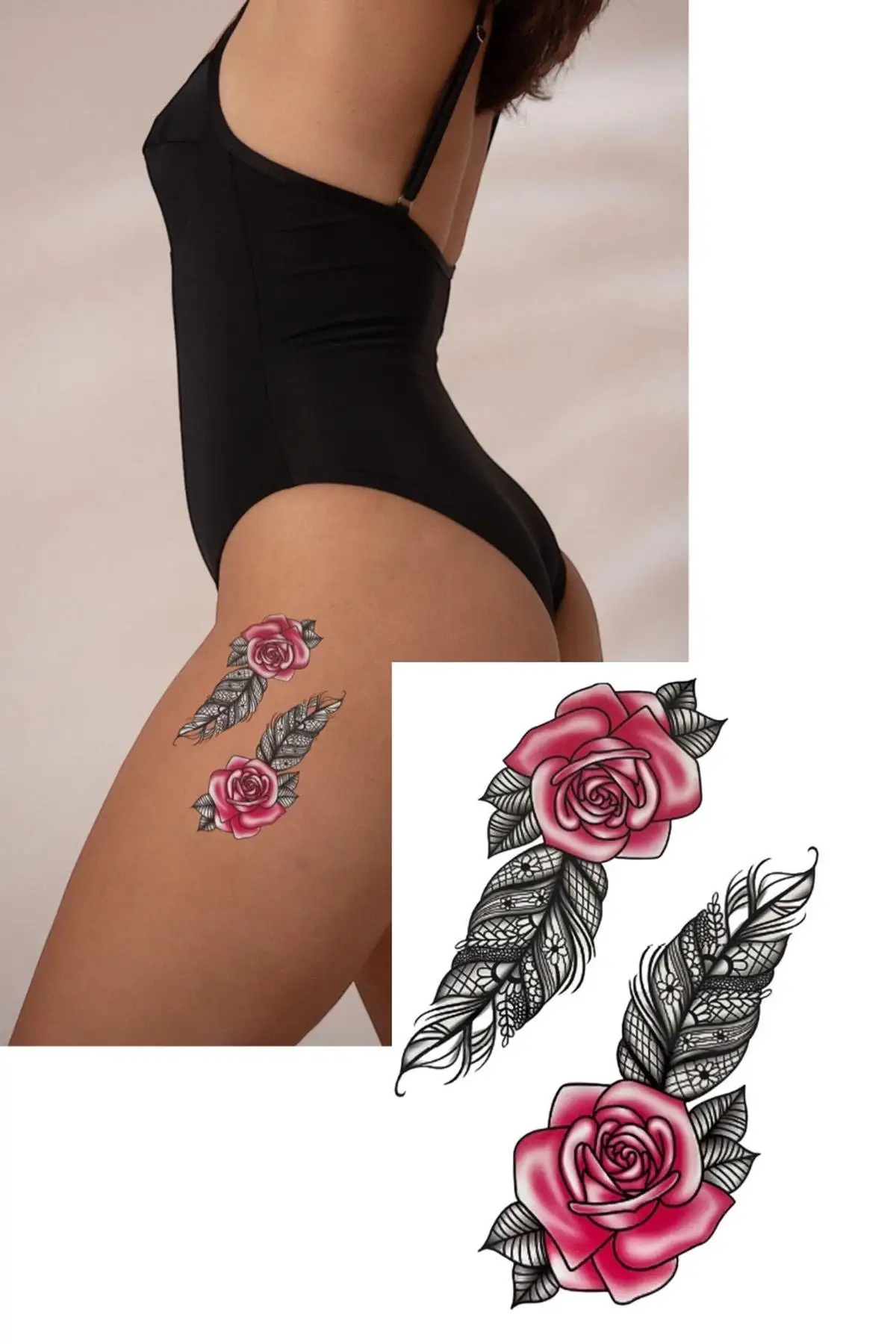 Geçici Gül Figürlü Dövme Tattoo