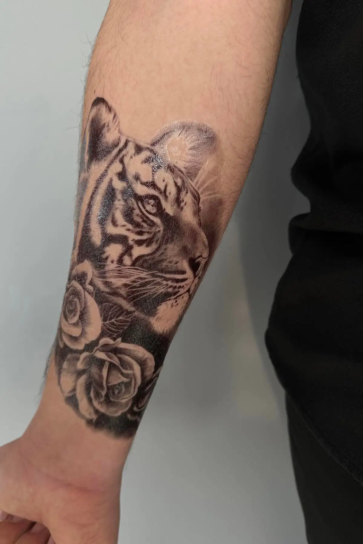 Geçici Kaplan Ve Çiçek Figürlü Dövme Tattoo