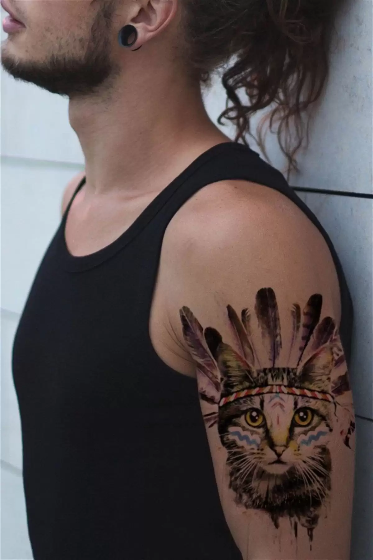 Geçici Kızılderili Kedi Dövme Tattoo