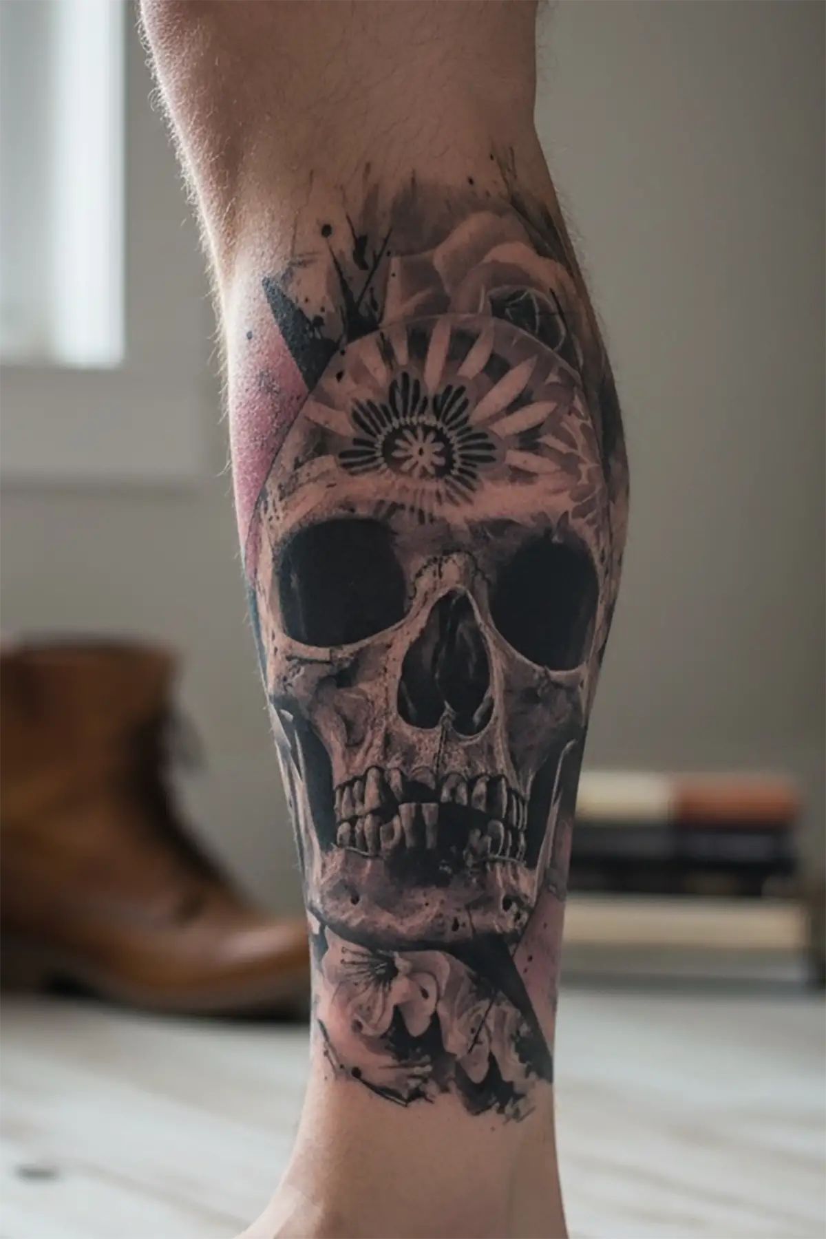 Geçici Kuru Kafa Figürlü Dövme Tattoo