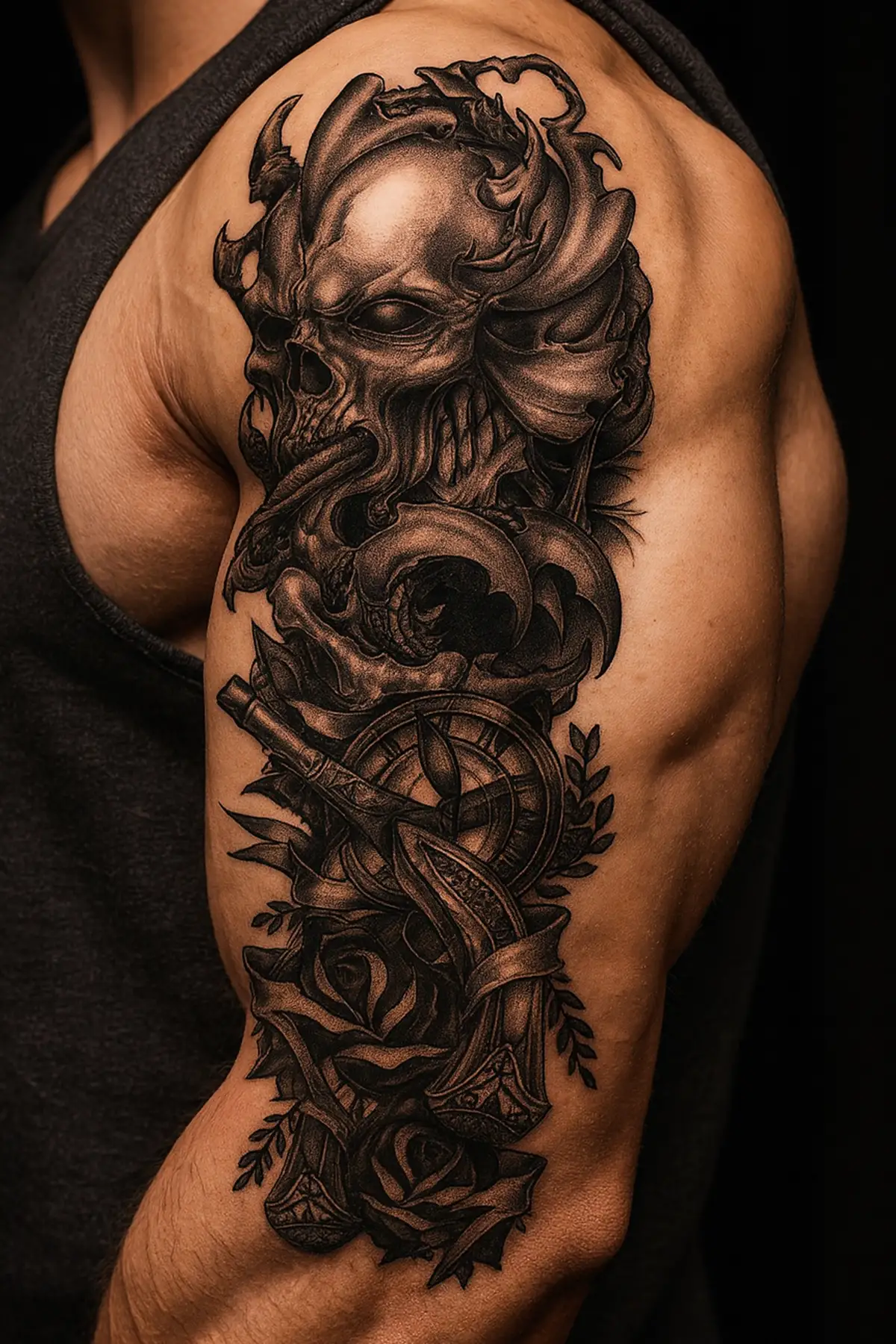 Geçici Kuru Kafa Figürlü Dövme Tattoo