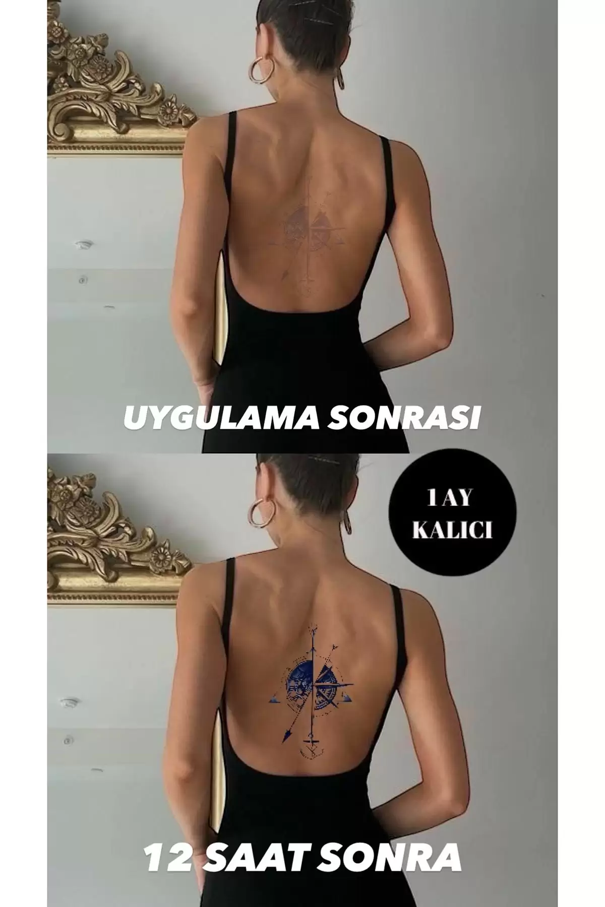 Geçici Pusula Figürlü 12 Saat Sonra Kararan Dövme Tatto